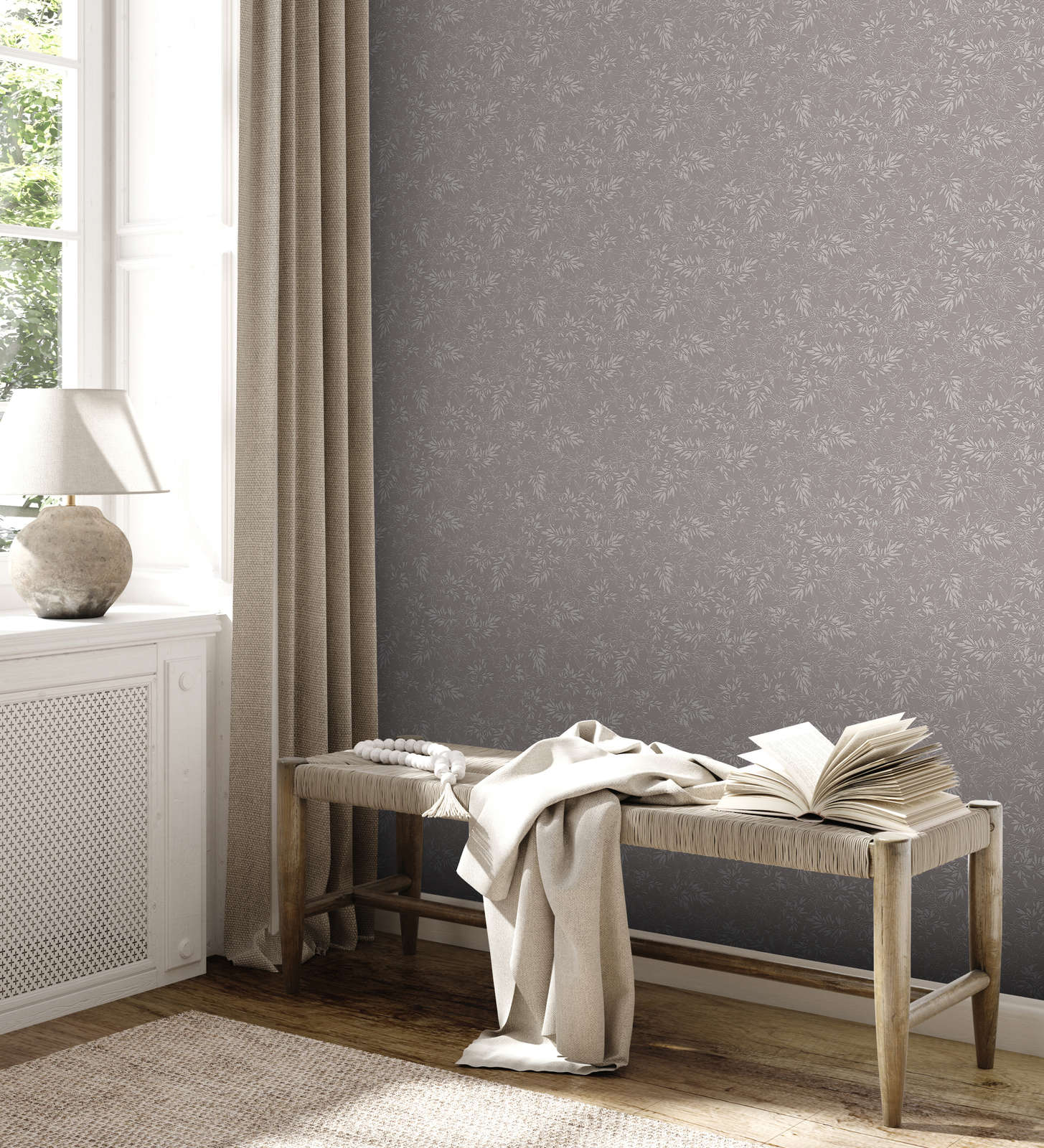             Feuilles papier peint avec structure mousse en mat - gris, gris clair
        