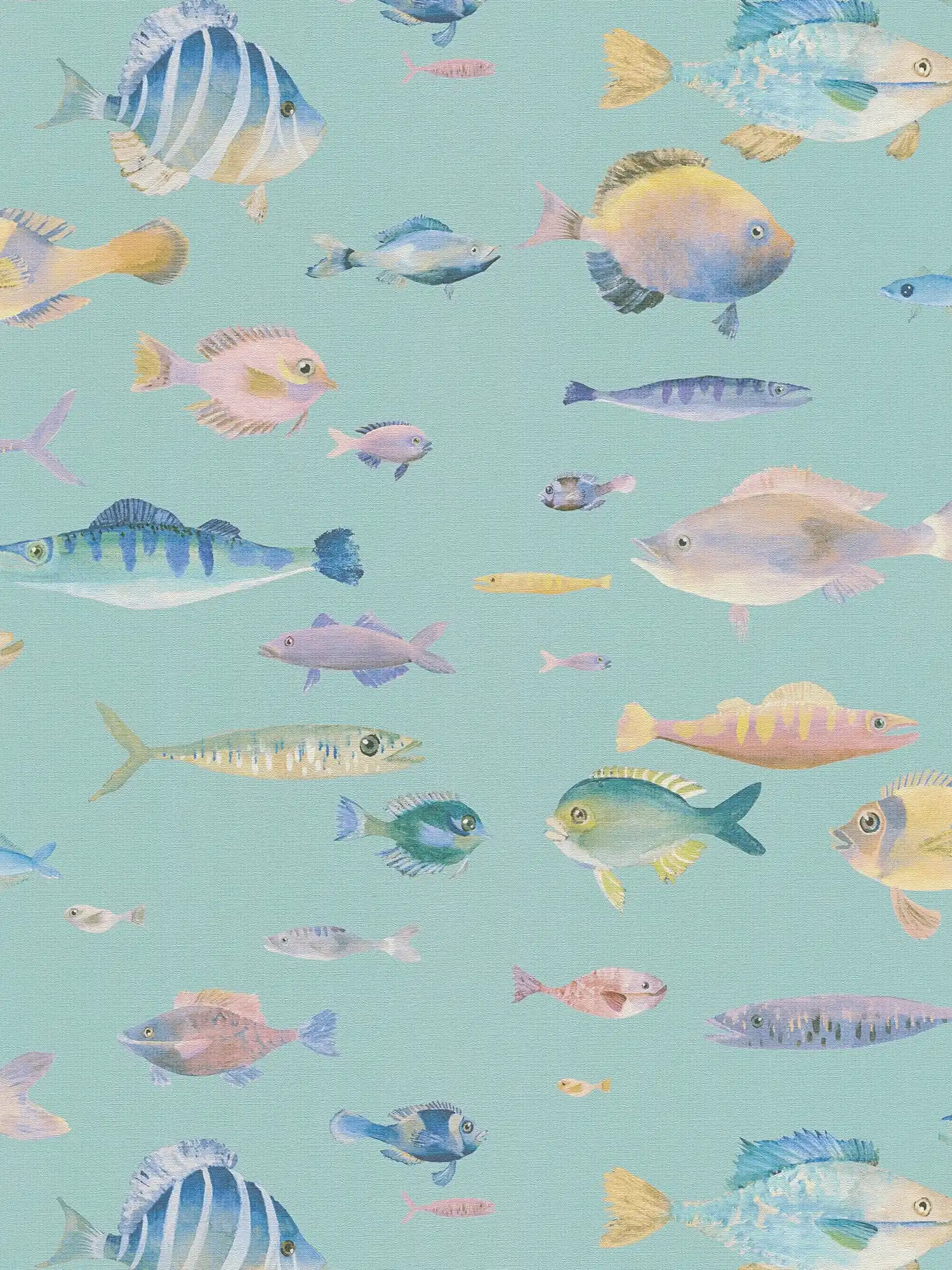 Carta da parati non tessuta Mondo sottomarino con pesci - blu, colorato, viola
