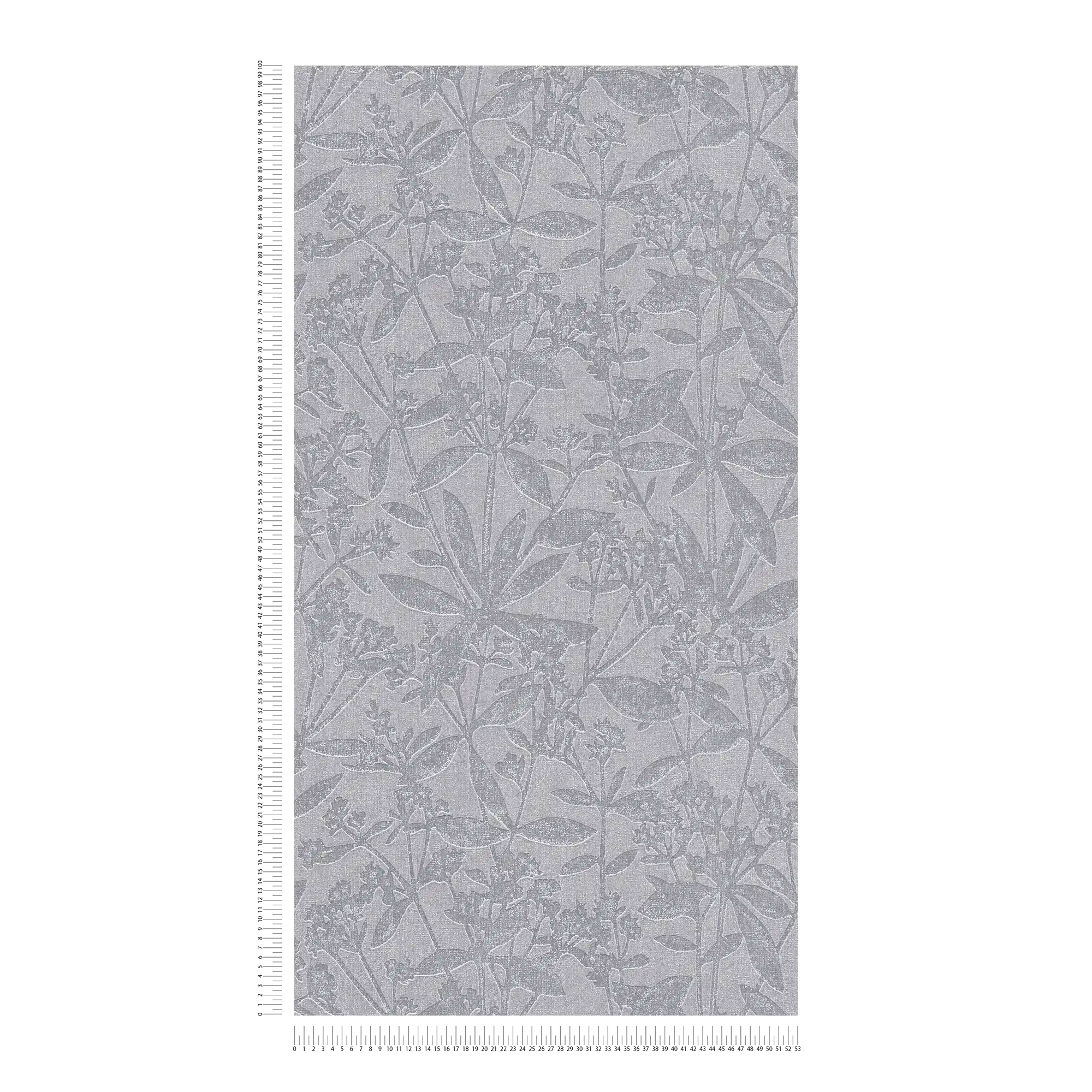             Papel pintado no tejido con textura floral - gris, azul
        