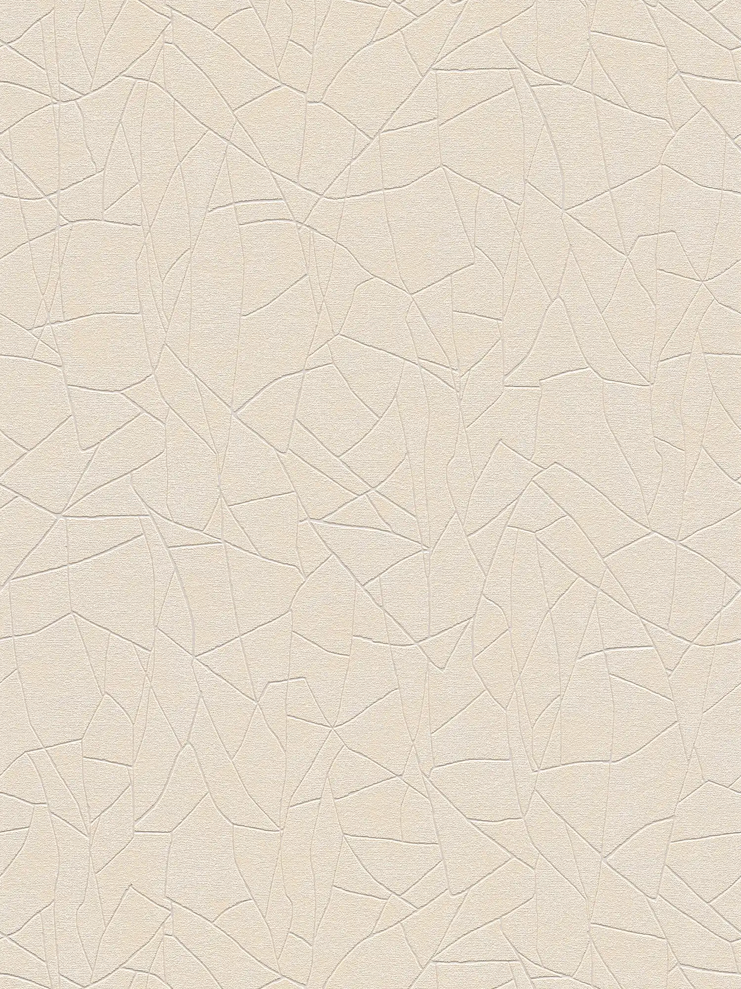 Carta da parati non tessuta con motivo grafico 3D della natura - beige, crema, bianco
