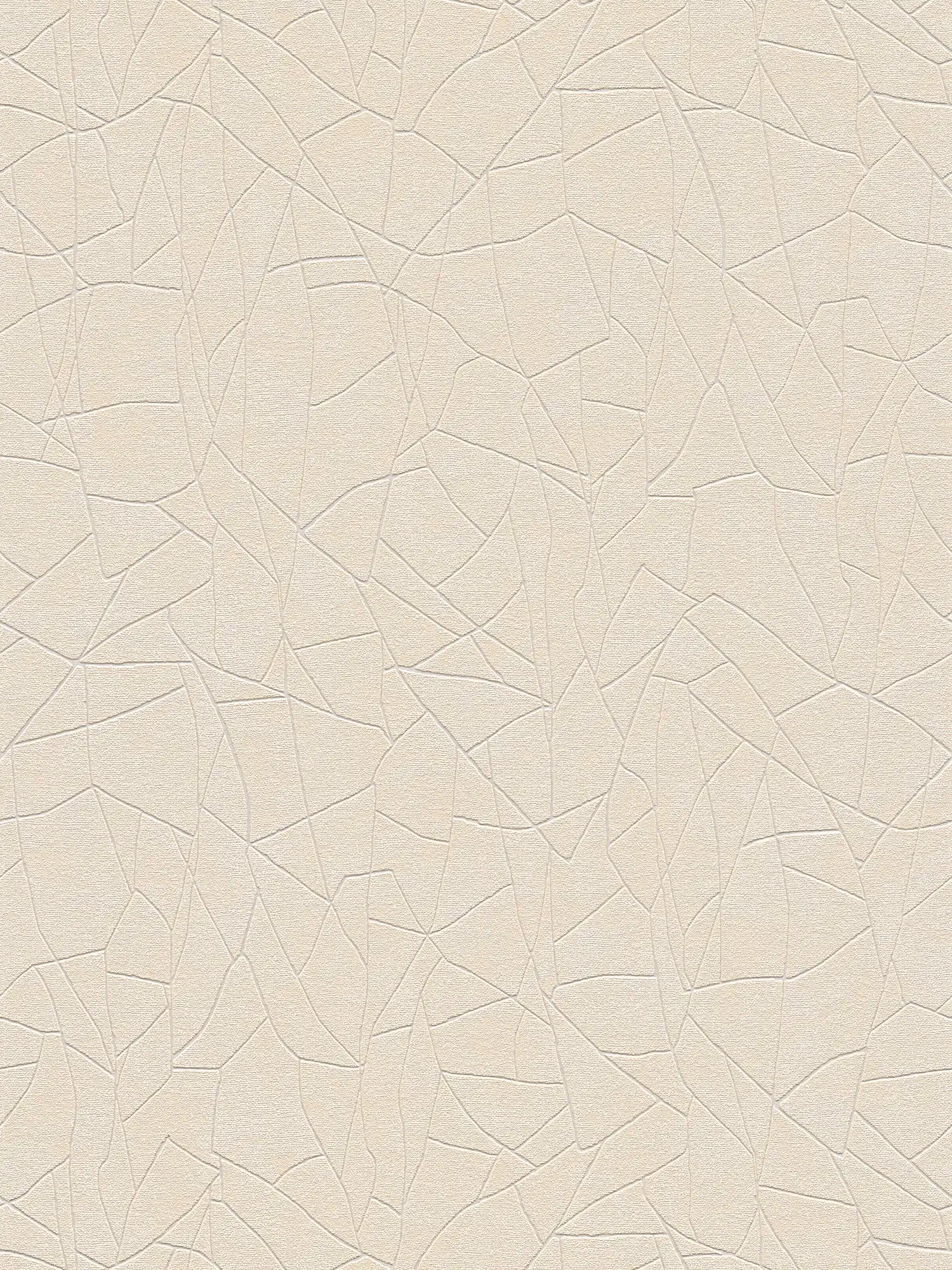 Papel pintado no tejido con motivo gráfico 3D naturaleza - beige, crema, blanco
