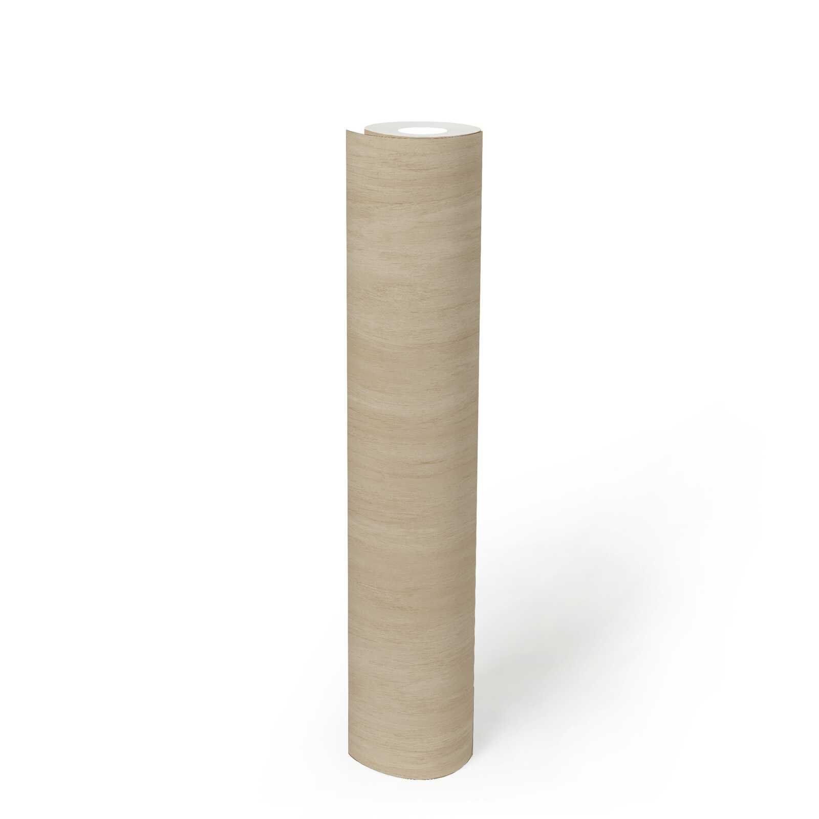             papier peint en papier intissé uni avec légère structure bois - beige
        