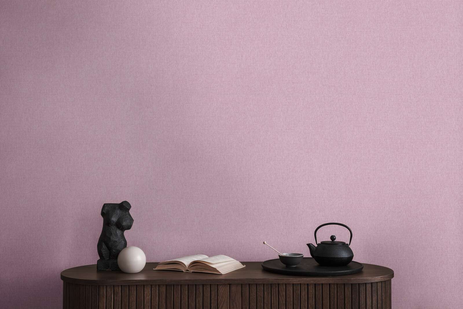             Single-coloured non-woven wallpaper in woven look - Purple
        