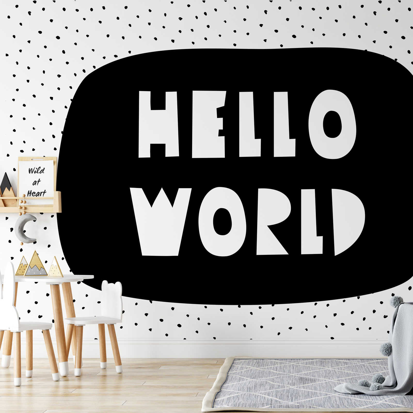         Photo wallpaper for children's room with lettering "Hello World" - Smooth & slightly shiny non-woven
    