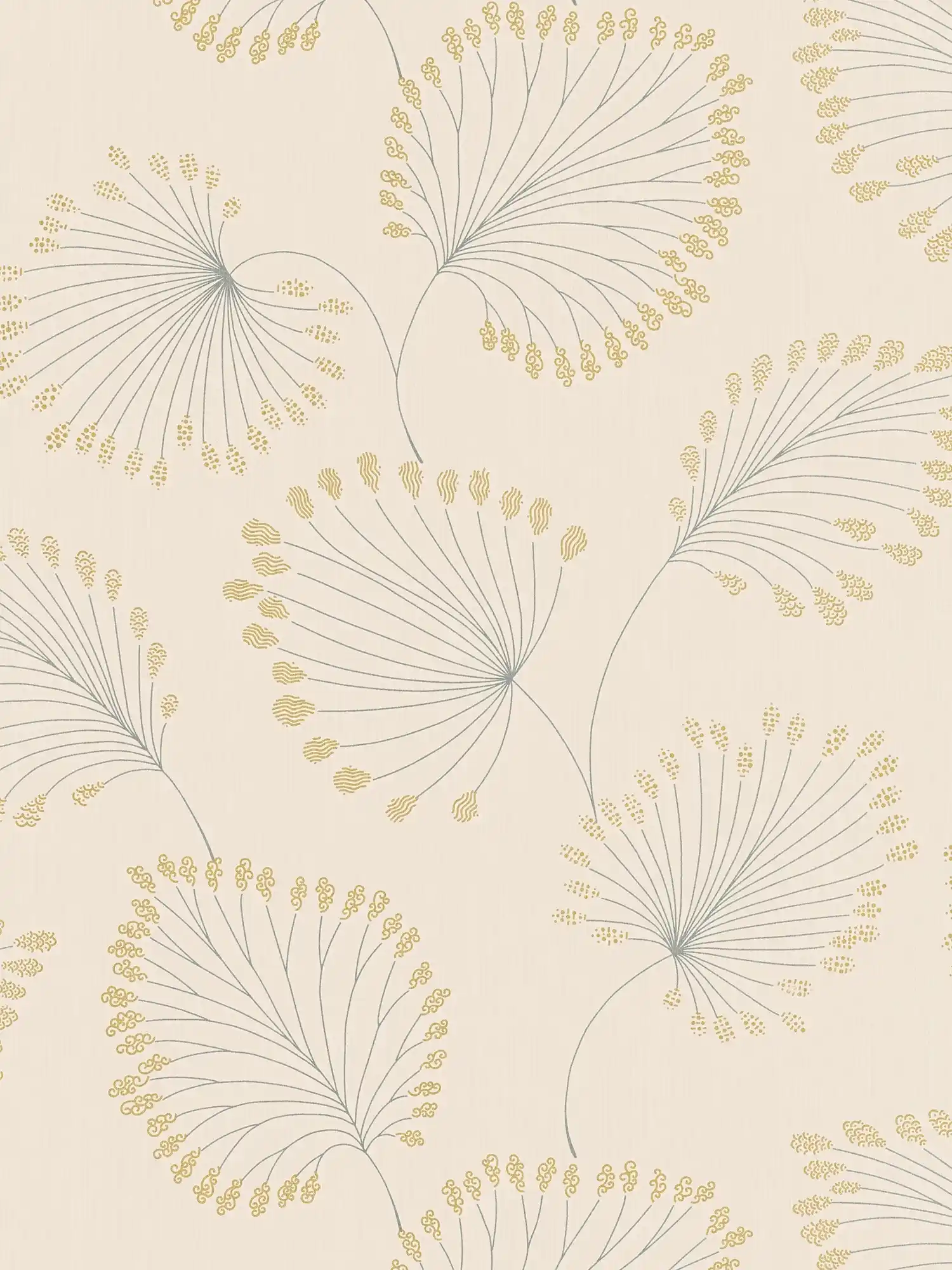         Papier peint intissé moderne avec motif de feuilles & effet doré - beige
    