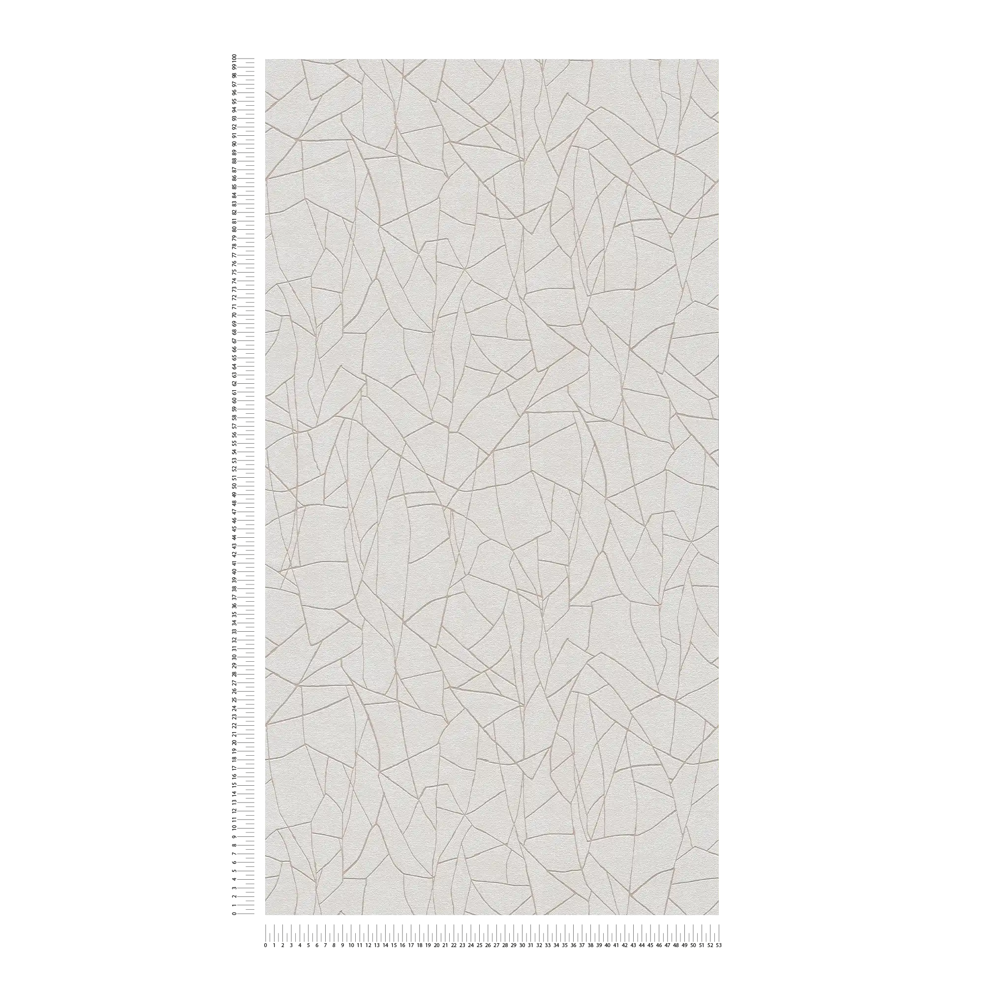             Carta da parati non tessuta con motivo grafico 3D della natura - grigio, bianco
        