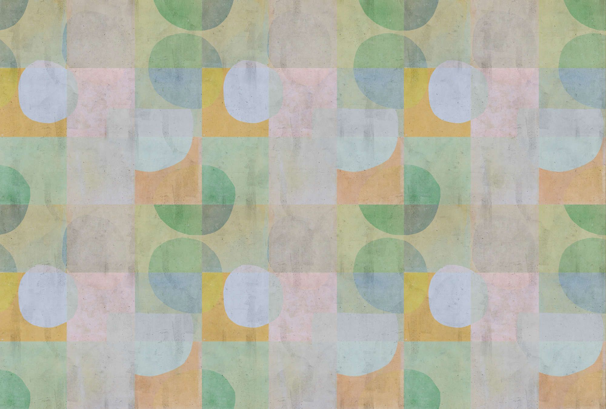             papier peint en papier panoramique »elija 1« - motif rétro dans des couleurs pâles avec aspect béton - vert, bleu, rose | Intissé lisse, légèrement nacré
        