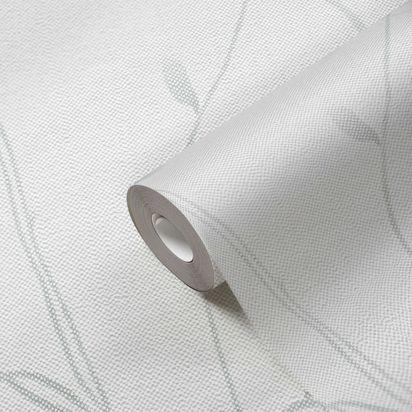             Textured non-woven wallpaper with a simple tendril design - white, grey
        