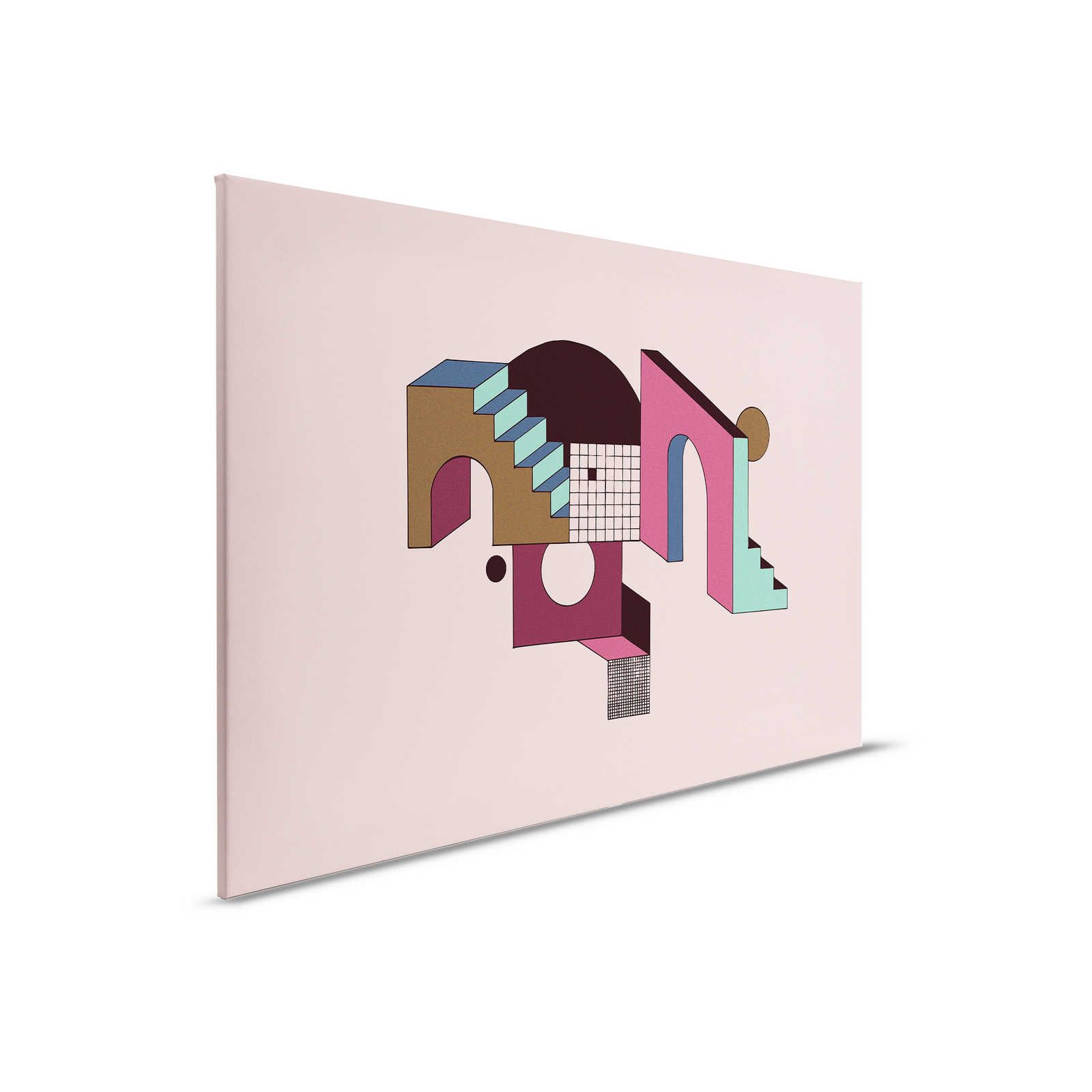 Freetown 2 - Lienzo rosa cuadro abstracto escaleras arquitectura - 0.90 m x 0.60 m
