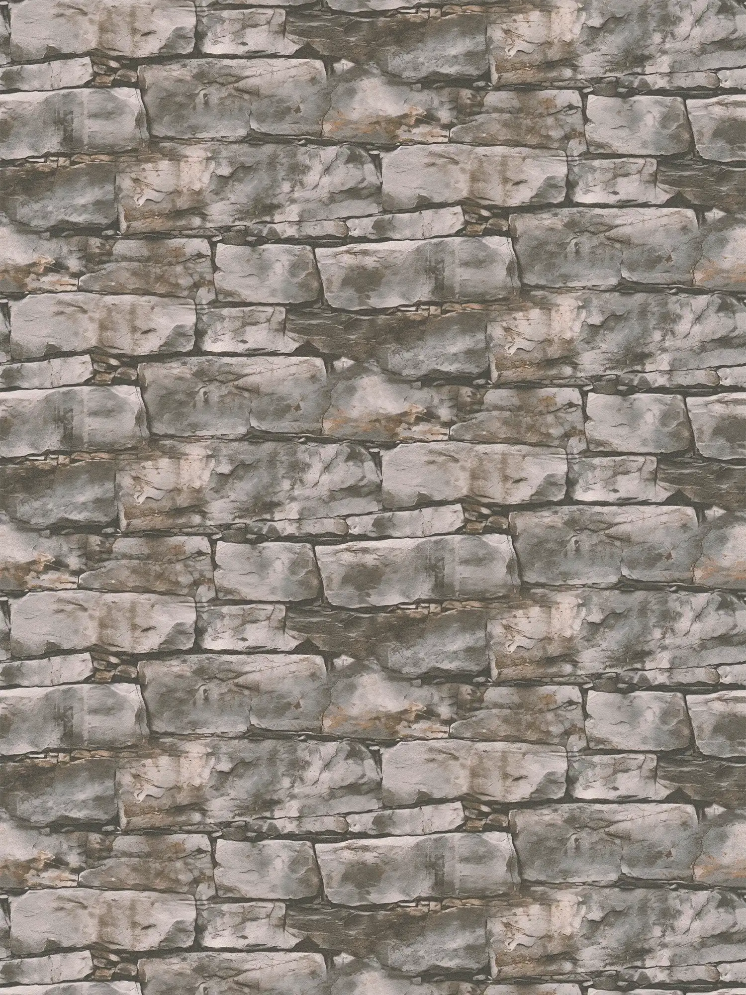         3D natural stone masonry non-woven wallpaper in natural stone look design - grey, brown
    