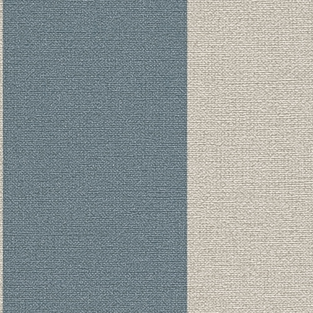             Papier peint à rayures imitation lin sans PVC - bleu, marron
        