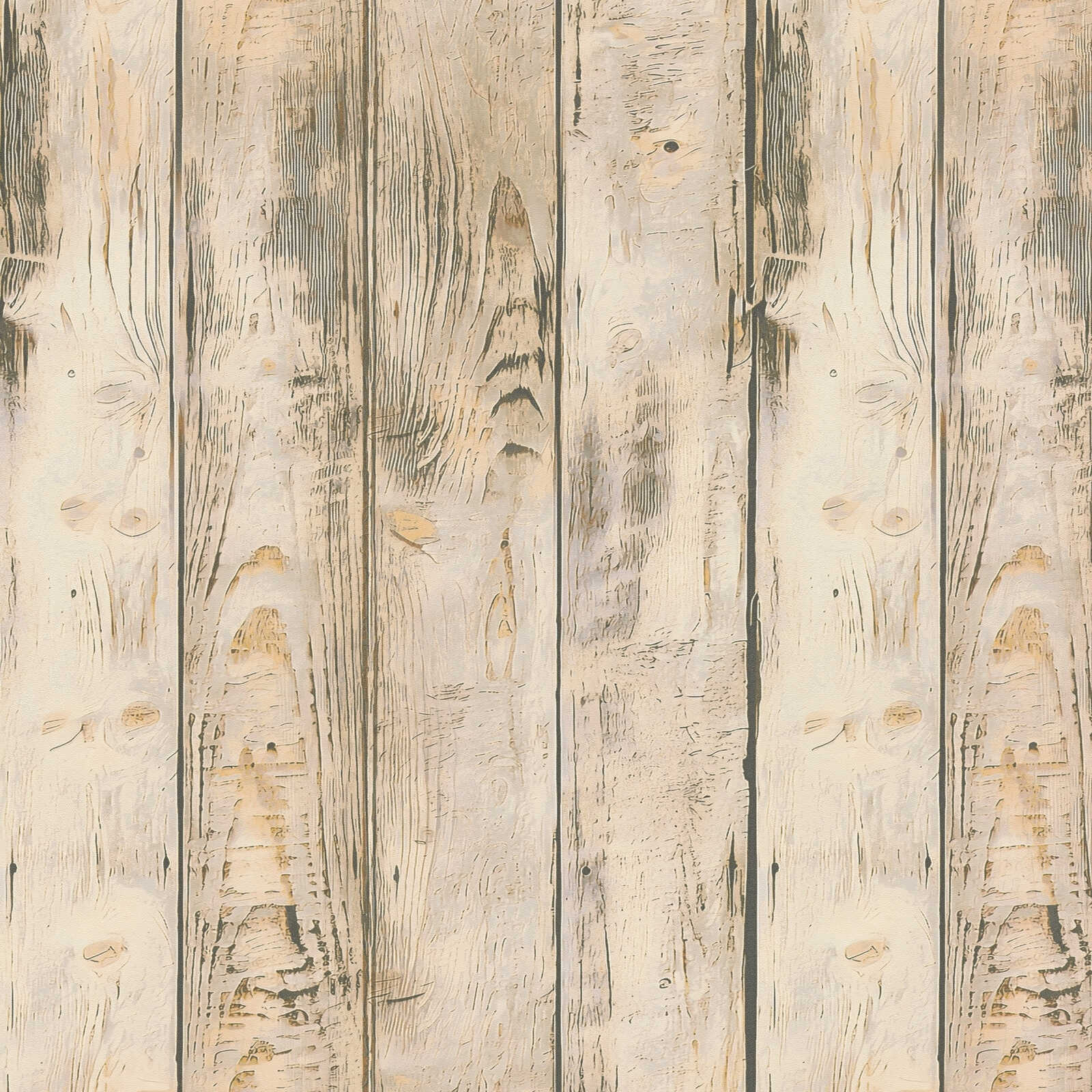         Rustic 3D wooden planks non-woven wallpaper in vintage country house style - beige, brown
    