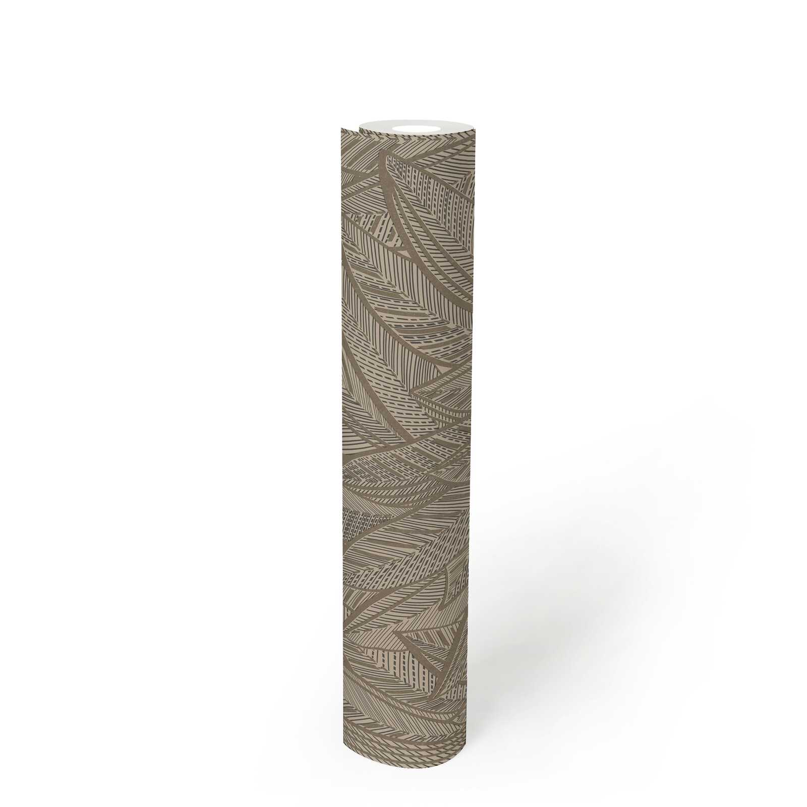             Jungle non-woven wallpaper with palm leaves and light gloss effects - metallic, black
        