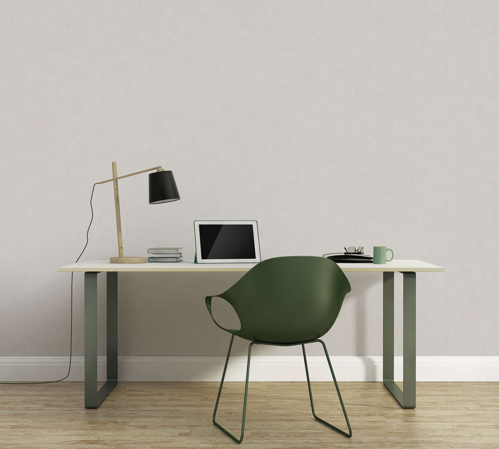             Single-coloured non-woven wallpaper with a light texture - grey
        