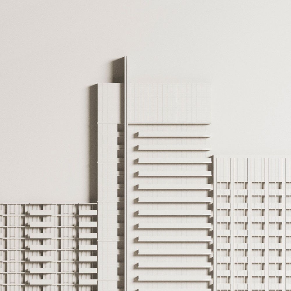             papier peint en papier panoramique »new skyline« - architecture avec gratte-ciel - intissé légèrement structuré
        