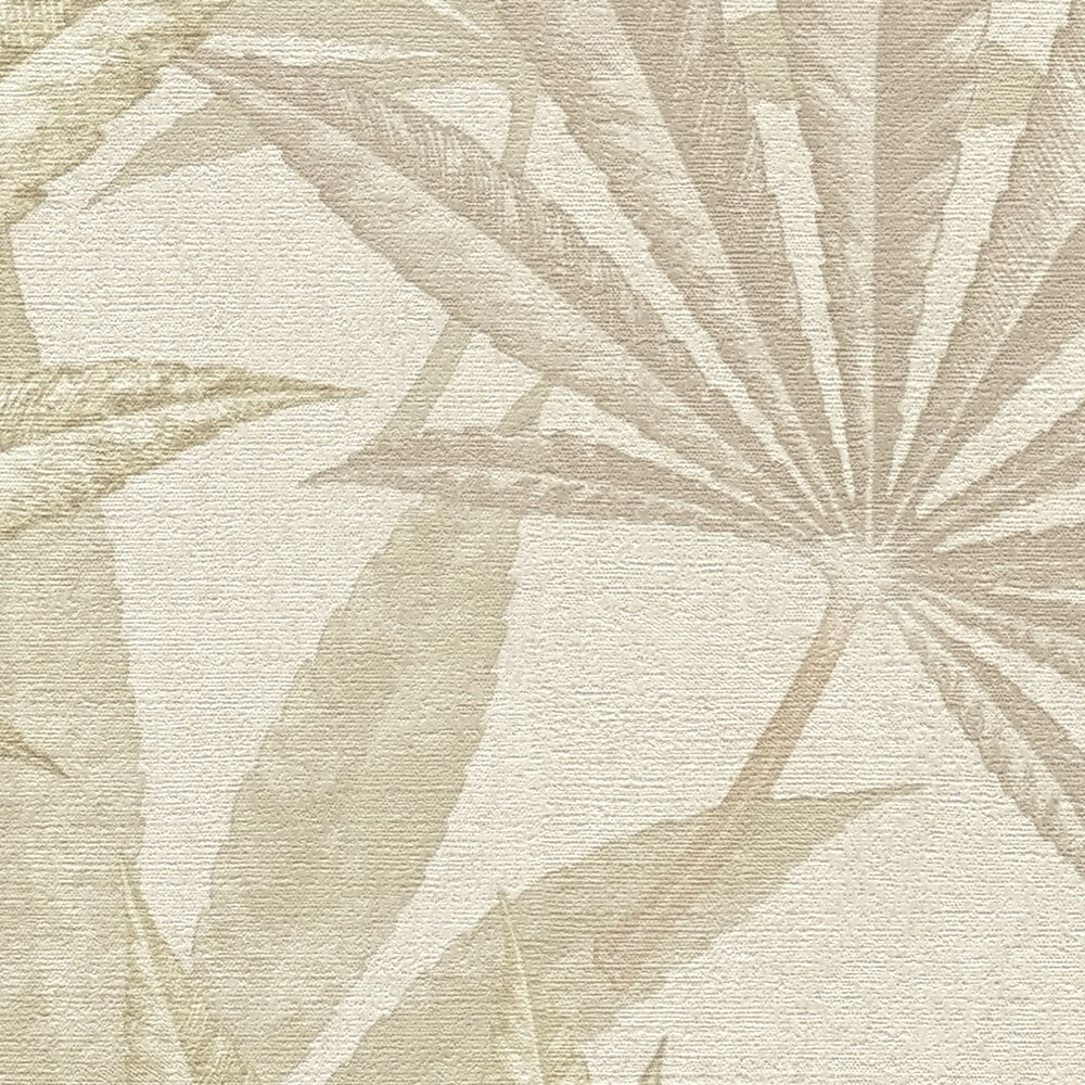             Jungle wallpaper with leaf pattern in vintage look - cream, beige
        