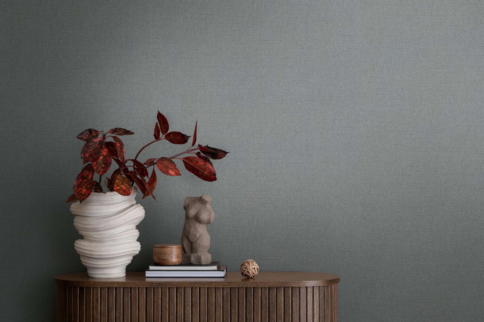             Textile look non-woven wallpaper plain - grey
        