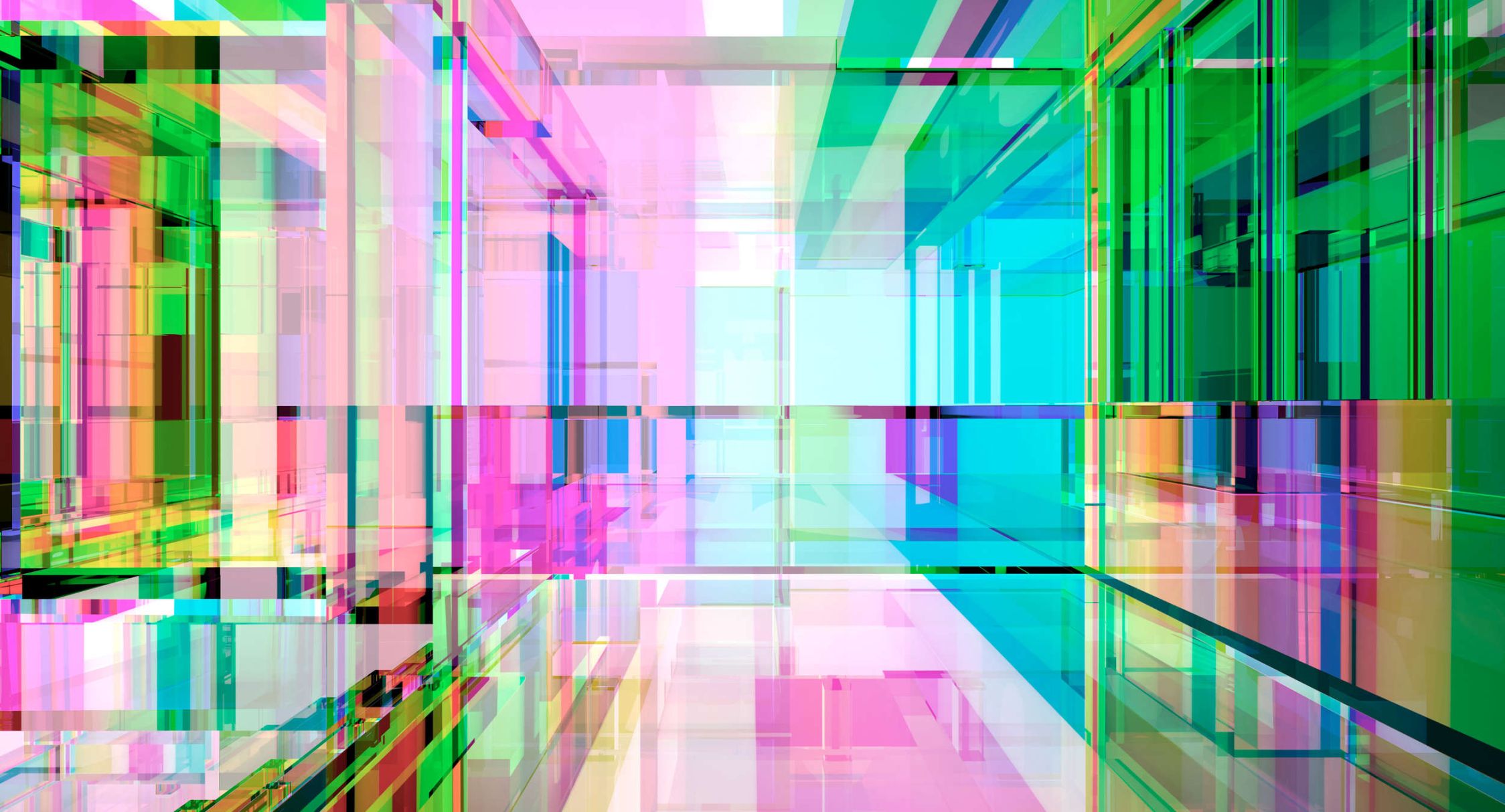             Digital behang »focus« - Futuristisch ontwerp in een vierde dimensie in neonkleuren - Licht getextureerde vliesstof
        