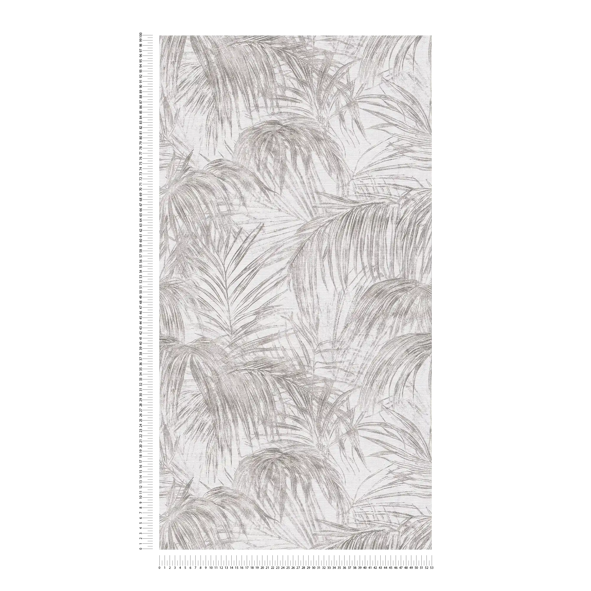             Faded jungle motif wallpaper with textured design - white, grey
        