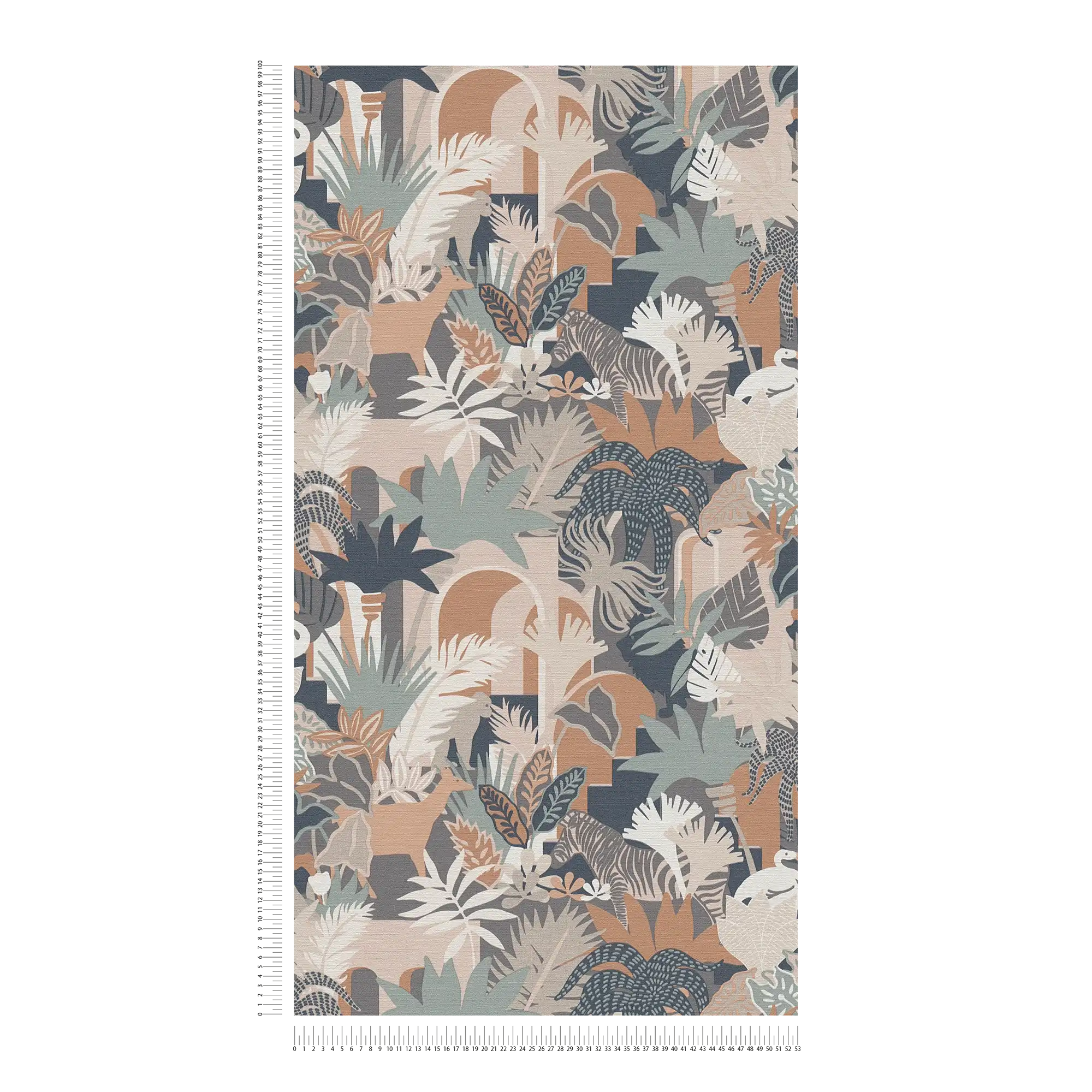             Non-woven wallpaper in subtle colours with animals - multicoloured, brown, pink
        