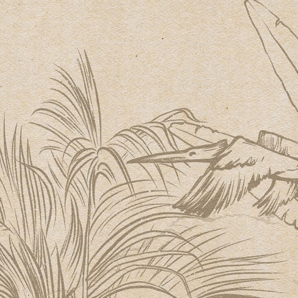             papier peint en papier panoramique »oasis« - jungle style dessin avec aspect papier à la cuve - intissé mat et lisse
        