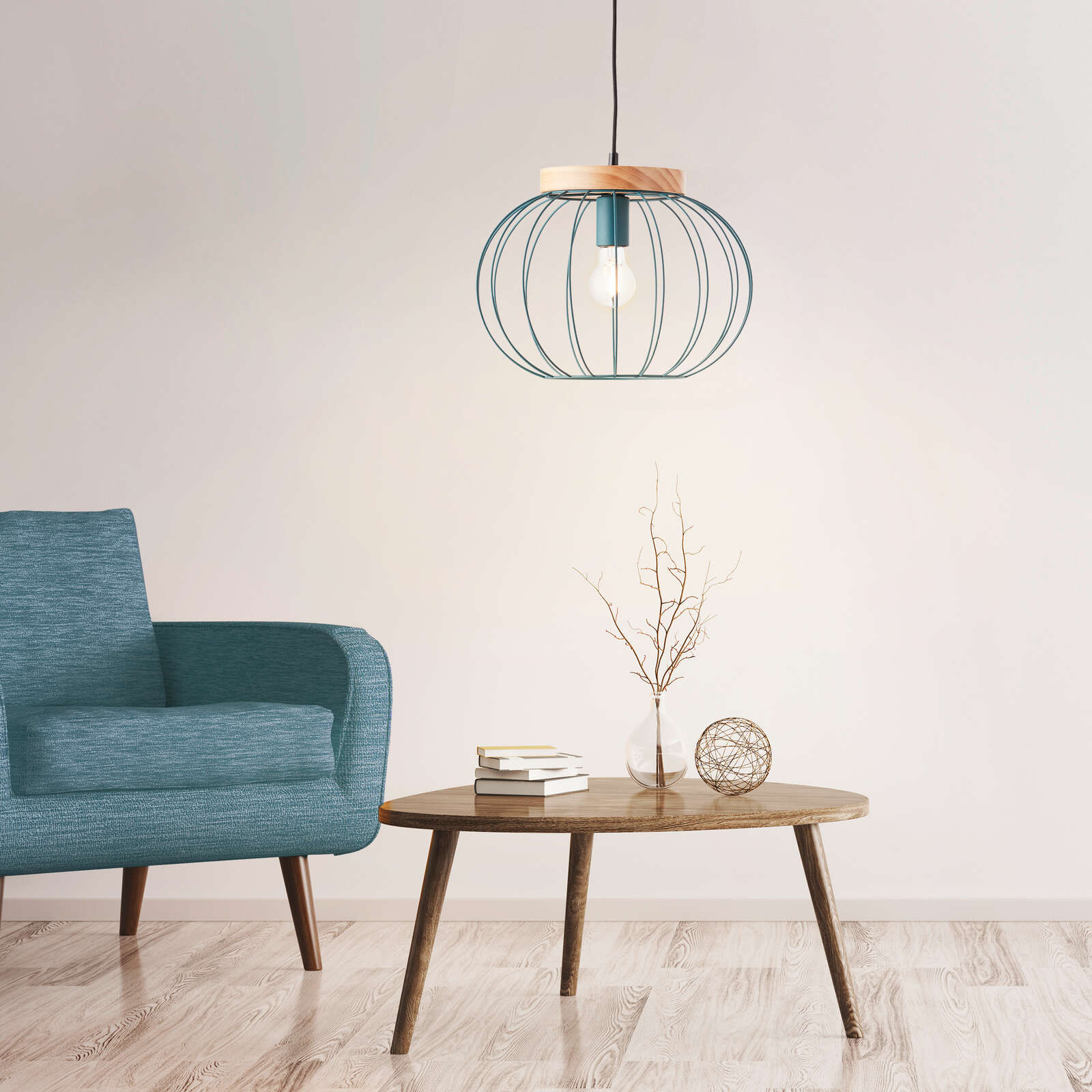             Houten hanglamp - Oliver 1 - Blauw
        