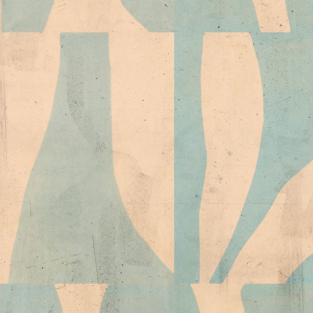             papier peint en papier panoramique »laila« - motif graphique sur structure d'enduit de béton - beige, vert menthe | Intissé lisse, légèrement nacré
        