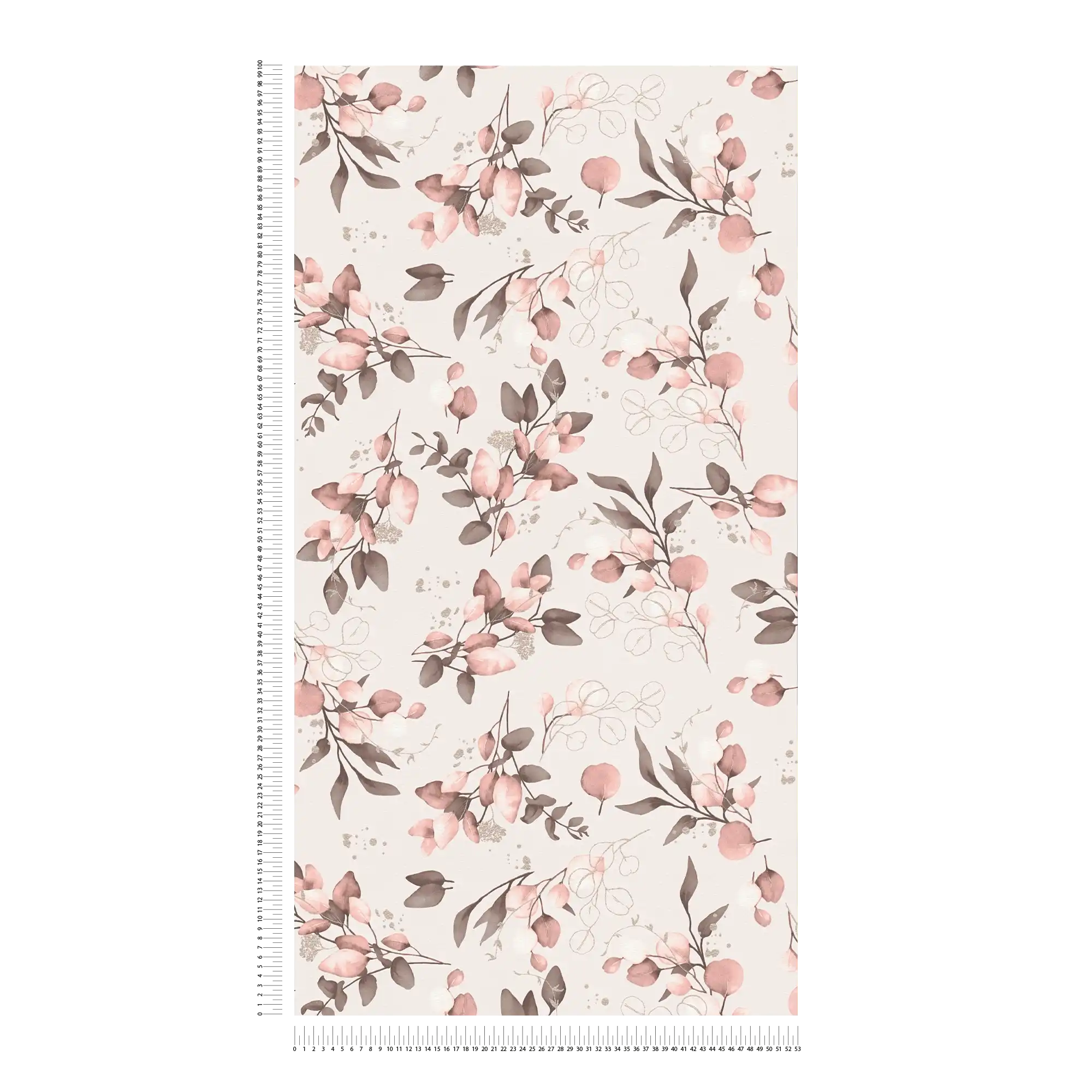             papier peint en papier intissé avec motif floral délicat et effet doré - Rpsa, rose, or
        