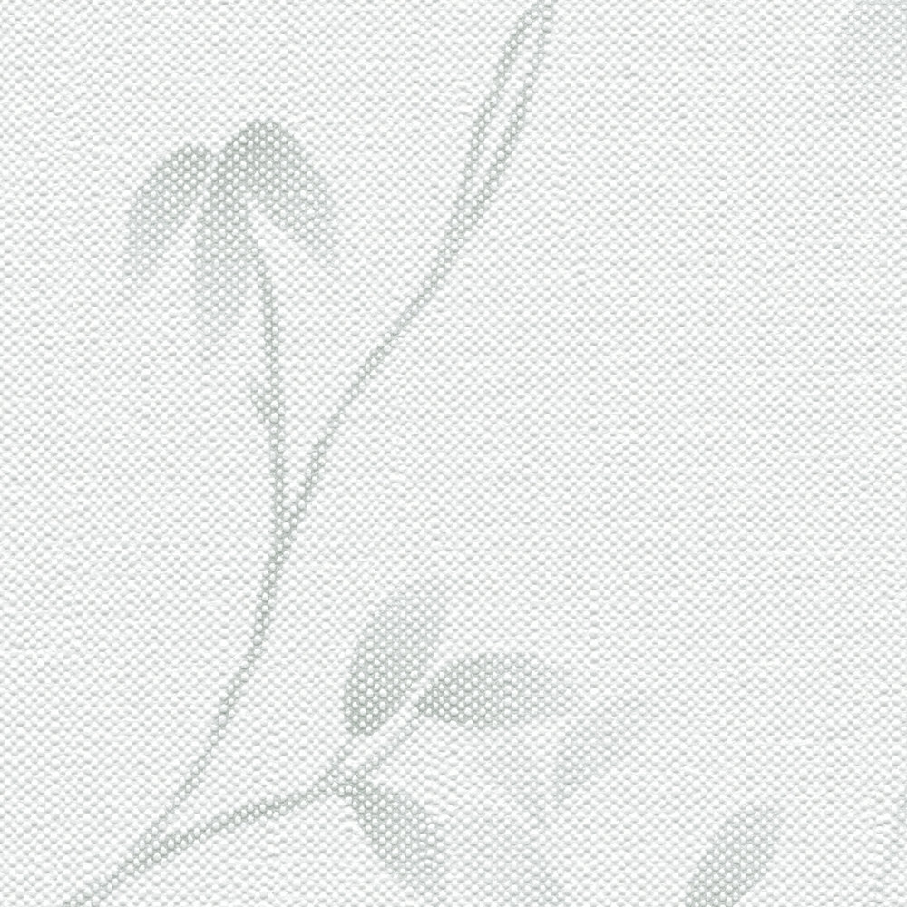             Textured non-woven wallpaper with a simple tendril design - white, grey
        