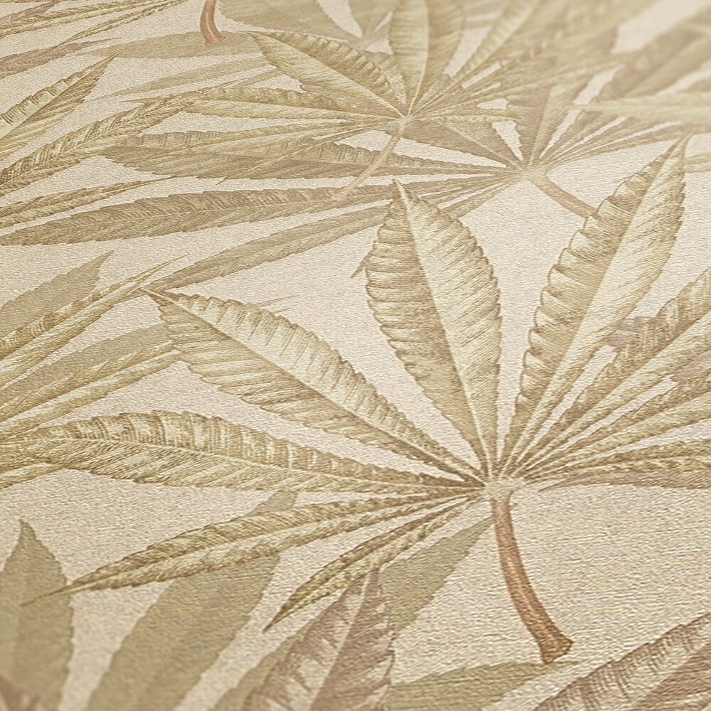             papier peint en papier jungle avec motifs de feuilles, look vintage - crème, beige
        