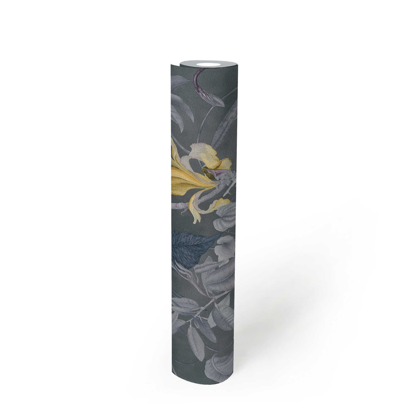             Tropical floral wallpaper grey-blue, Design by MICHALSKY
        