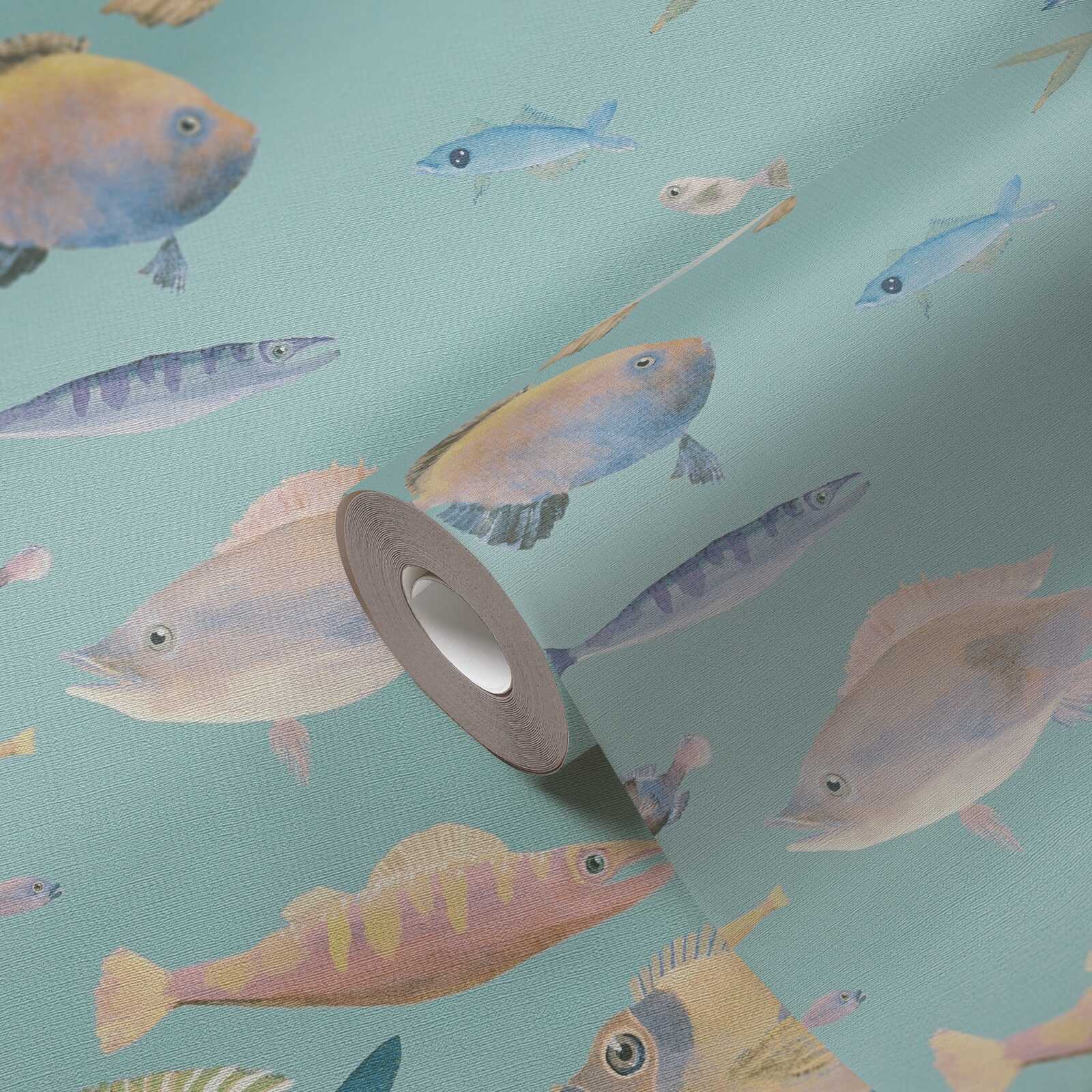             Non-woven wallpaper underwater world with fish - blue, colourful, violet
        