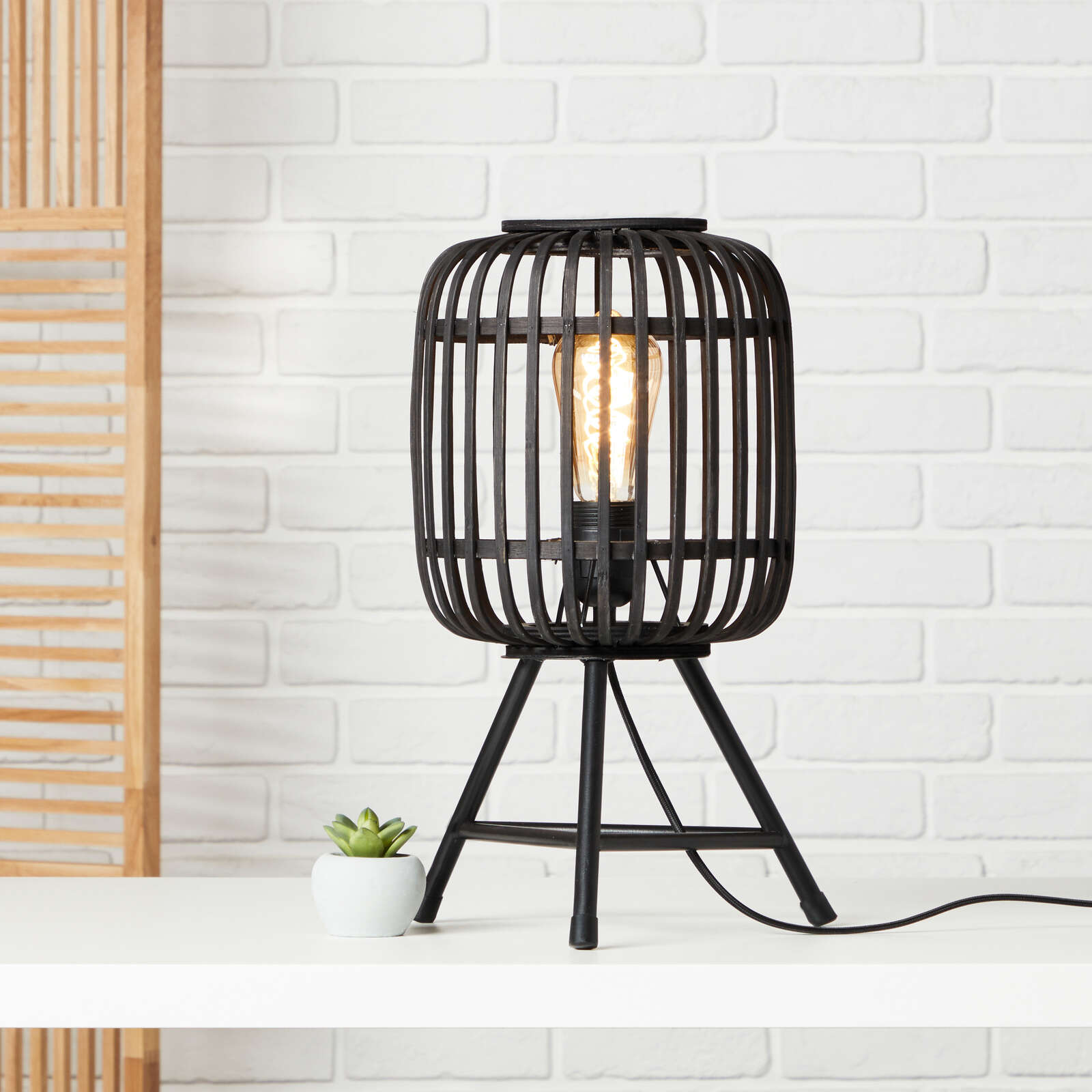             Lampe de table en bambou - Willi 3 - Marron
        