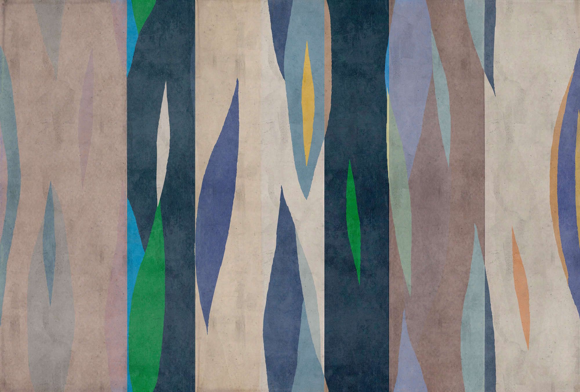             Photo wallpaper »vito« - Colourful tiger pattern on concrete plaster look - Blue, Green | Matt, Smooth non-woven fabric
        