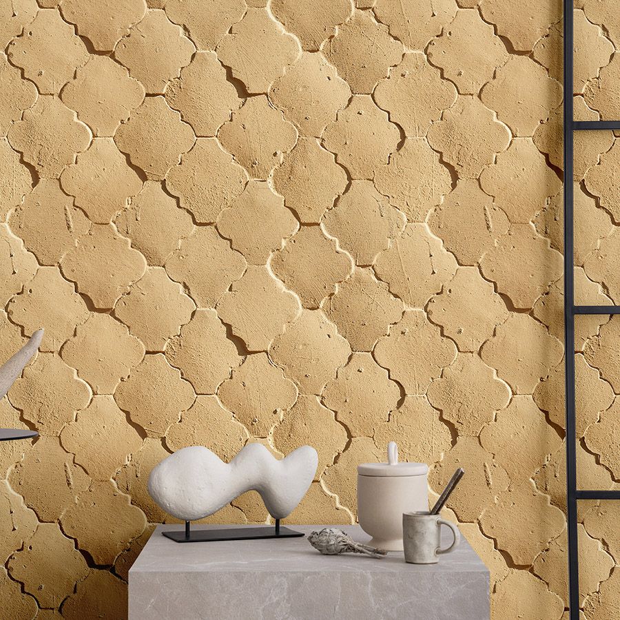 Fotomural »siena« - Diseño de azulejos mediterráneos en colores arena - Material no tejido de textura ligera
