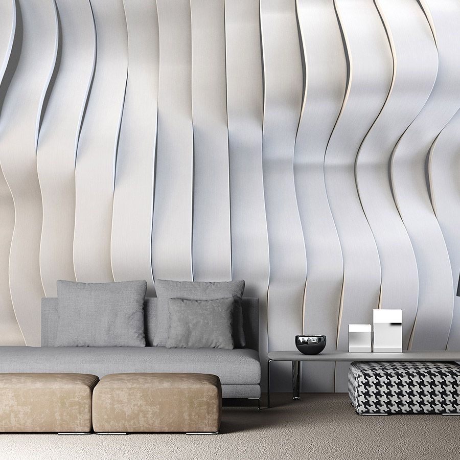 solaris 1 - Digital behang in futuristisch gestroomlijnd ontwerp - Zachte, licht parelmoerglanzende vliesstof
