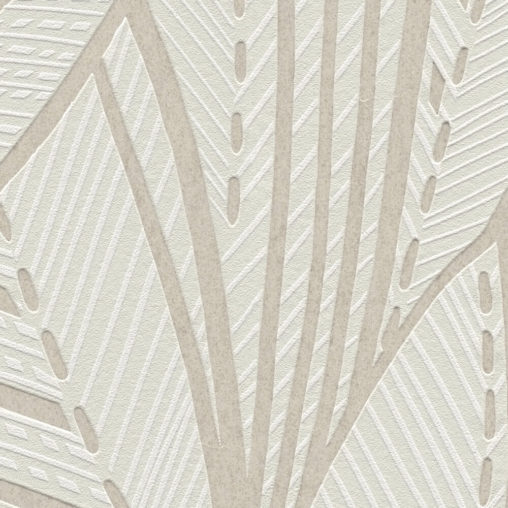             Jungle papier peint intissé avec feuilles de palmier et légers effets brillants - blanc, gris
        