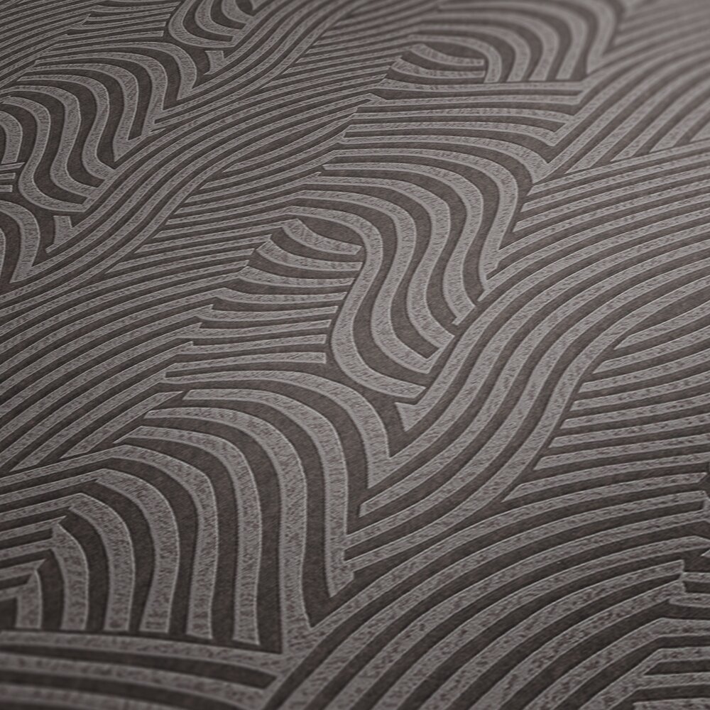             Daniel Hechter non-woven wallpaper with a wavy line pattern on a glossy background - grey, metallic
        