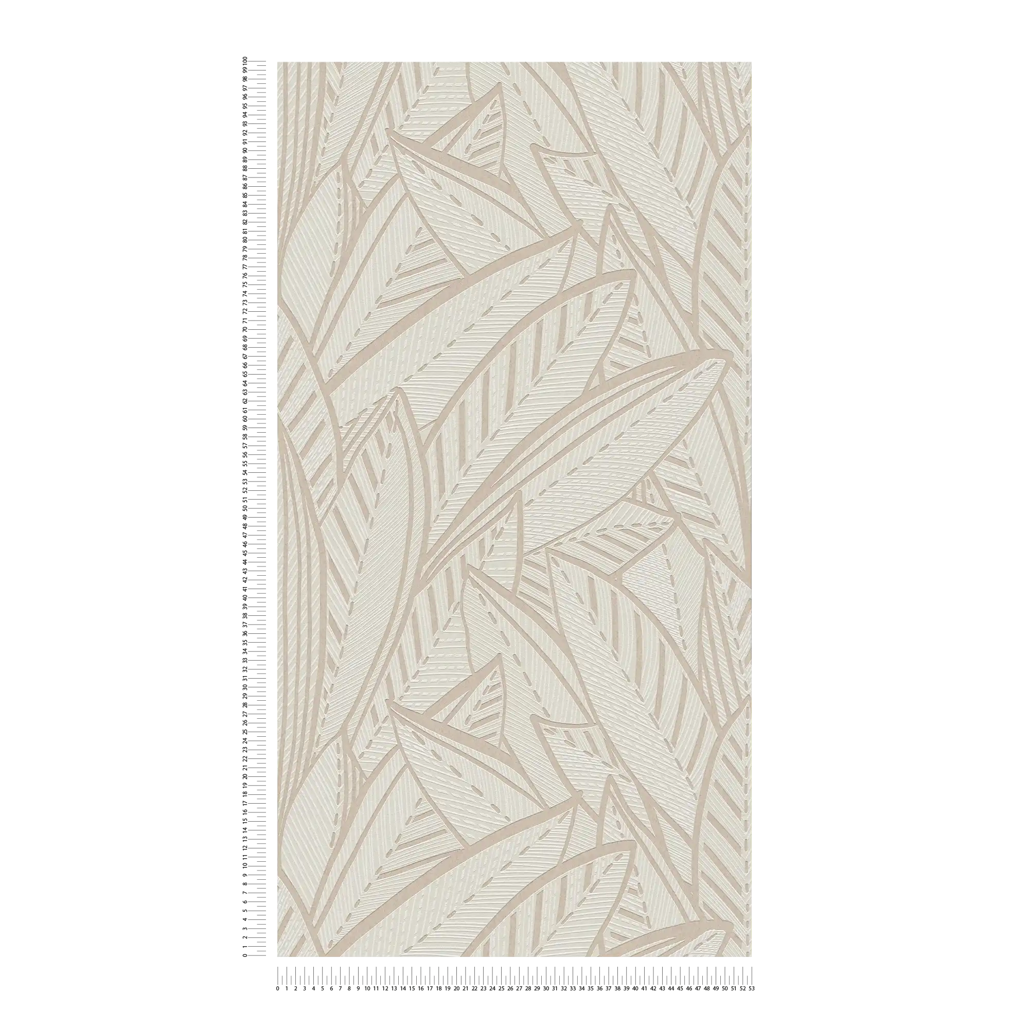             Papel pintado tejido-no tejido jungla con hojas de palmera y ligeros efectos brillantes - blanco, gris
        