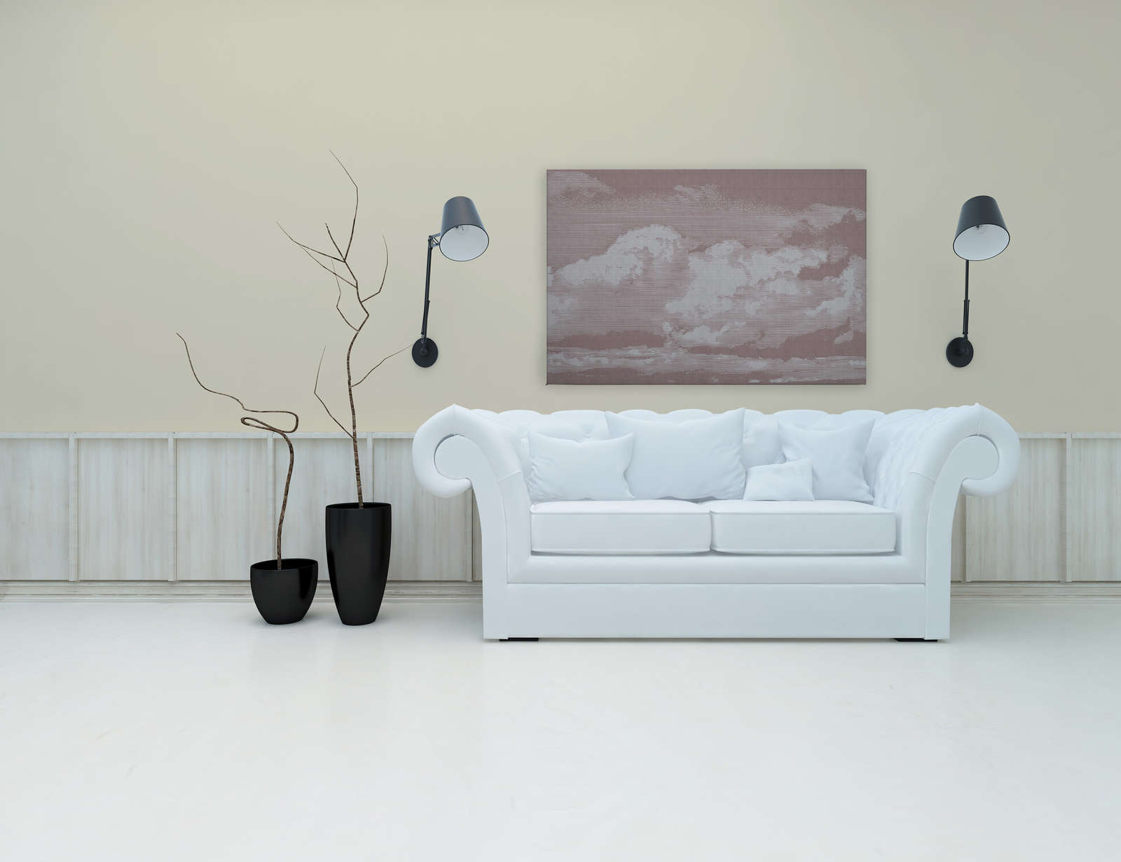             Clouds 3 - Heavenly canvas picture with cloud motif - Nature linen look - 1.20 m x 0.80 m
        