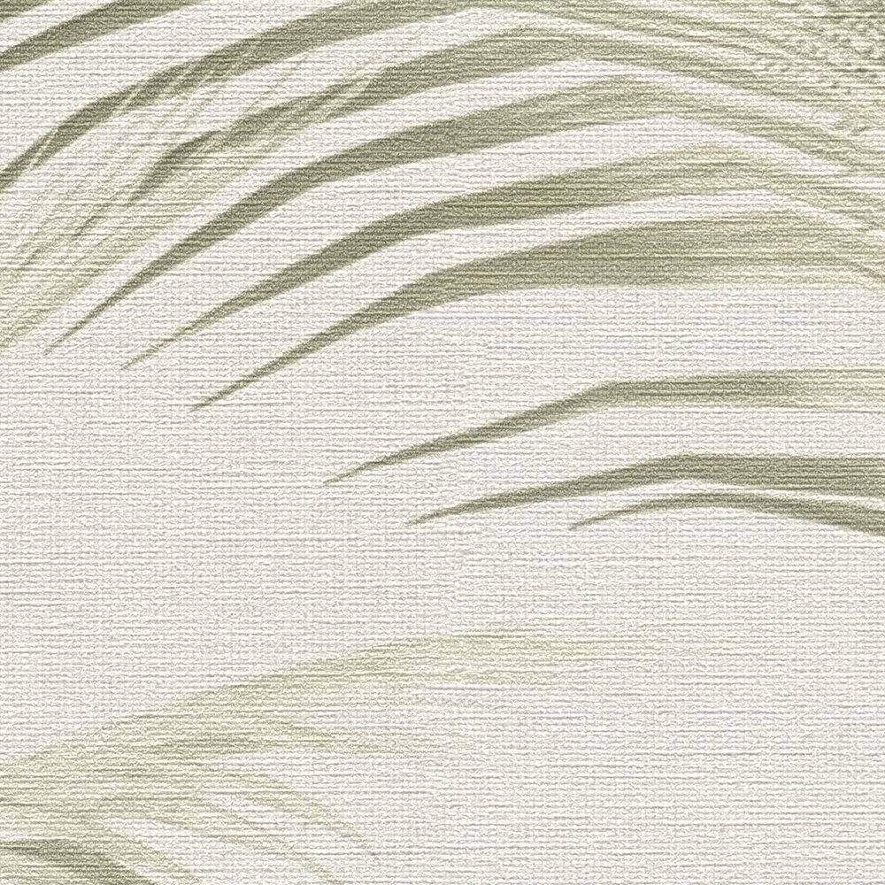             Non-woven wallpaper with palm leaves in vintage style - cream, green
        