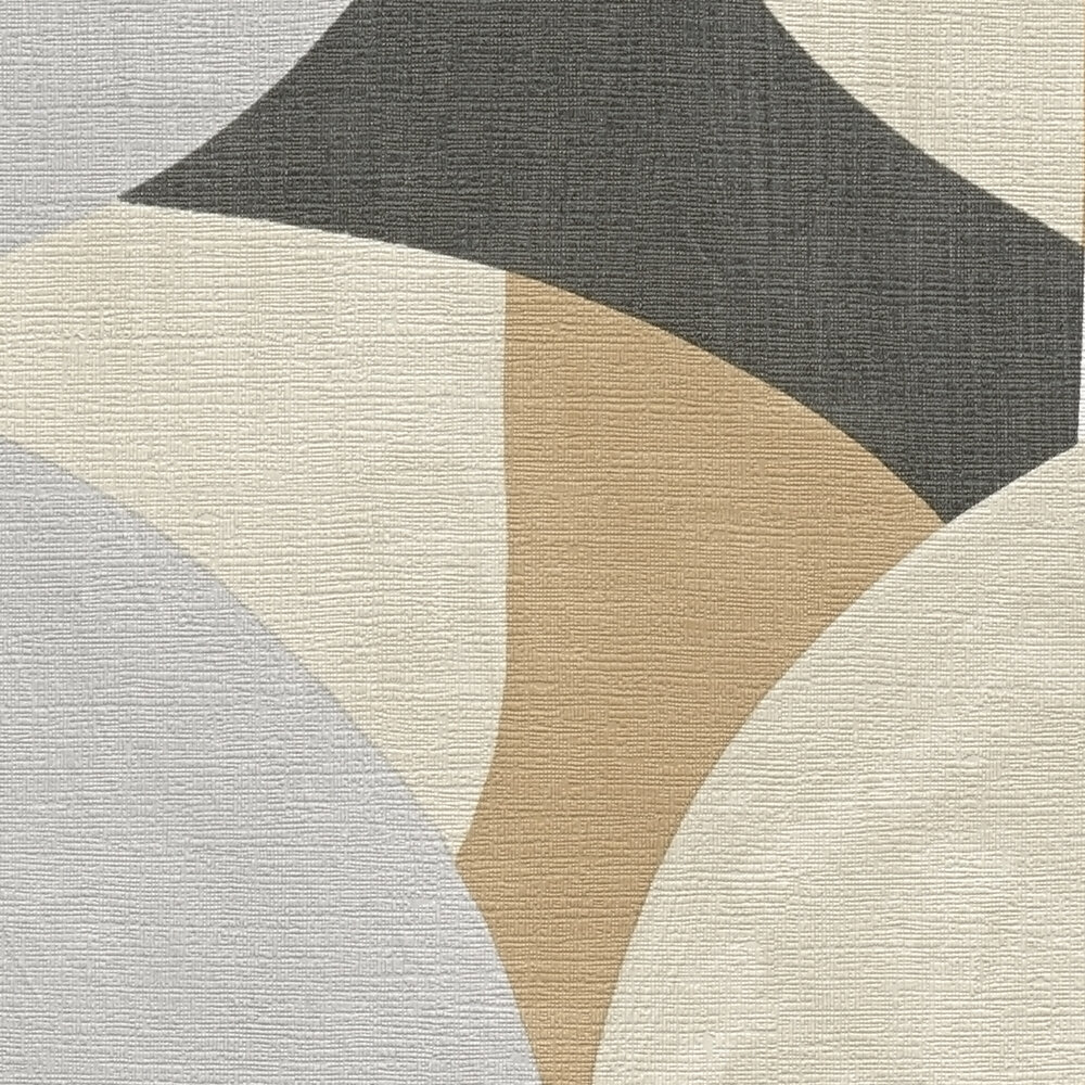            Papel pintado no tejido con diseño abstracto y gráfico - blanco, beige, negro
        