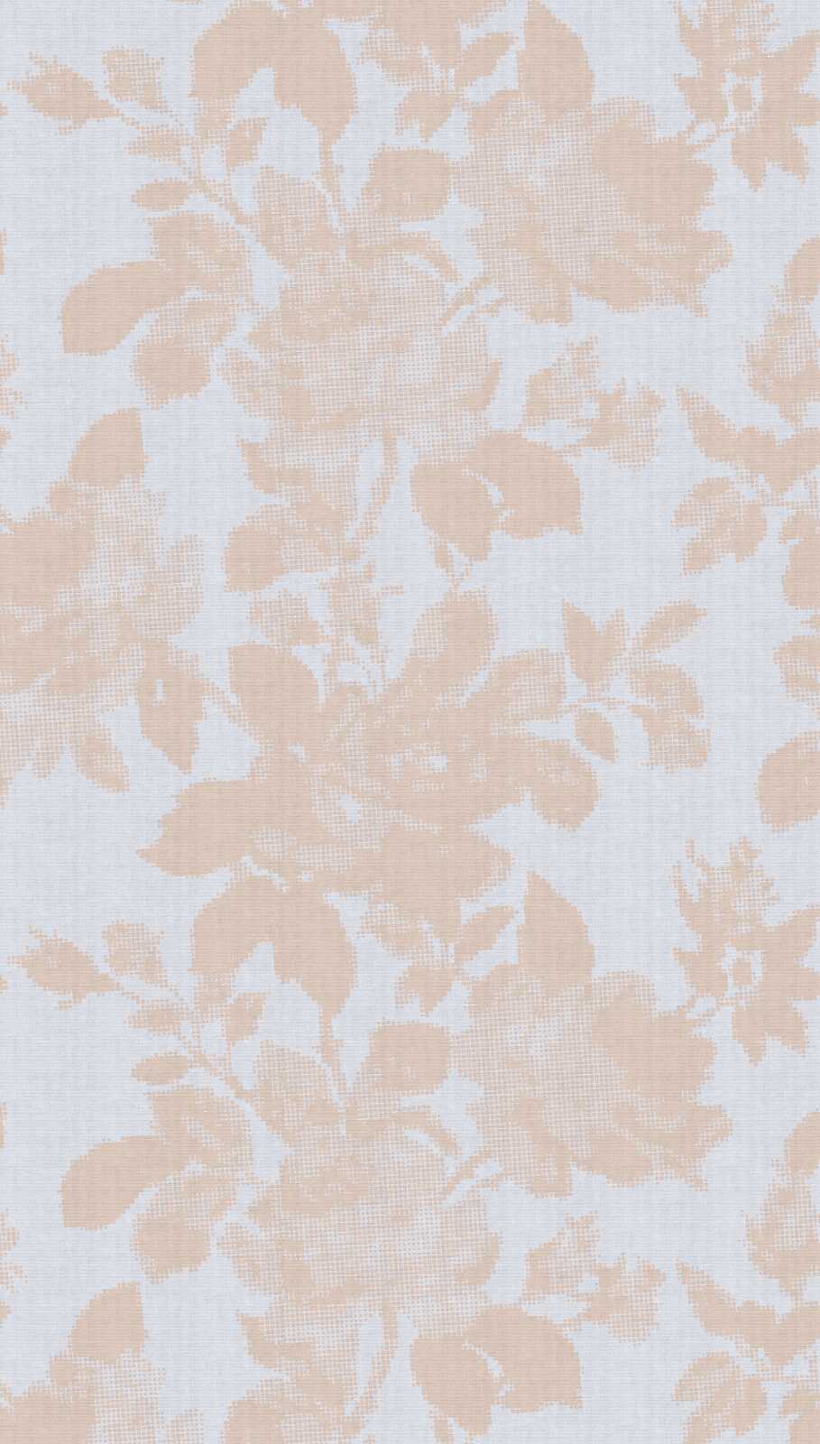             papier peint en papier intissé discret à rinceaux de roses au look vintage et à grandes répétitions de motifs - gris, beige, bleu clair
        