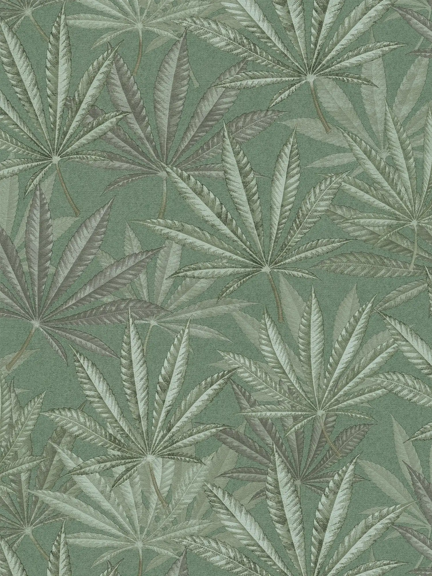         Non-woven wallpaper with leaf pattern in jungle look - green
    