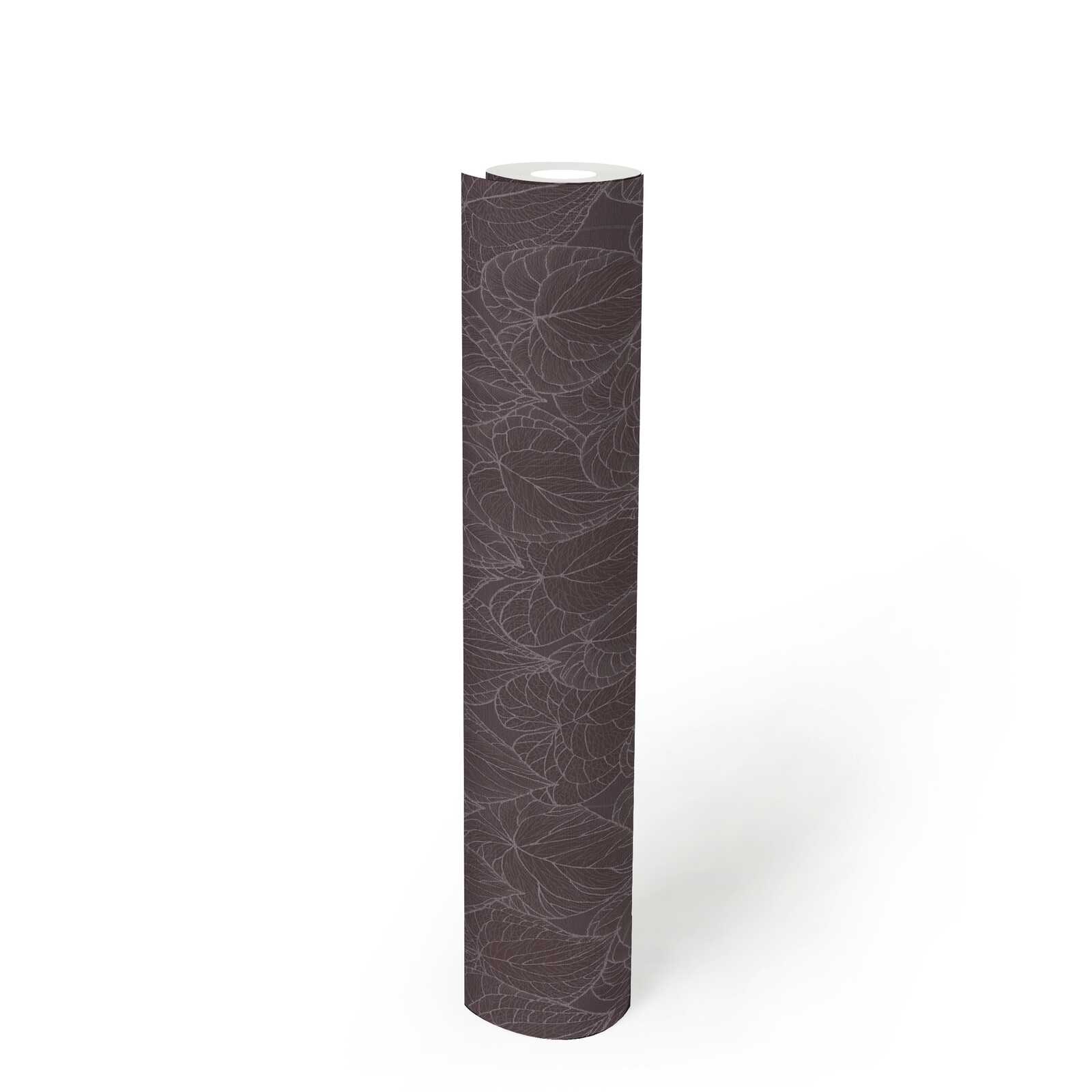             Daniel Hechter Modern non-woven wallpaper with leaf pattern and metallic effects - grey, purple, silver
        