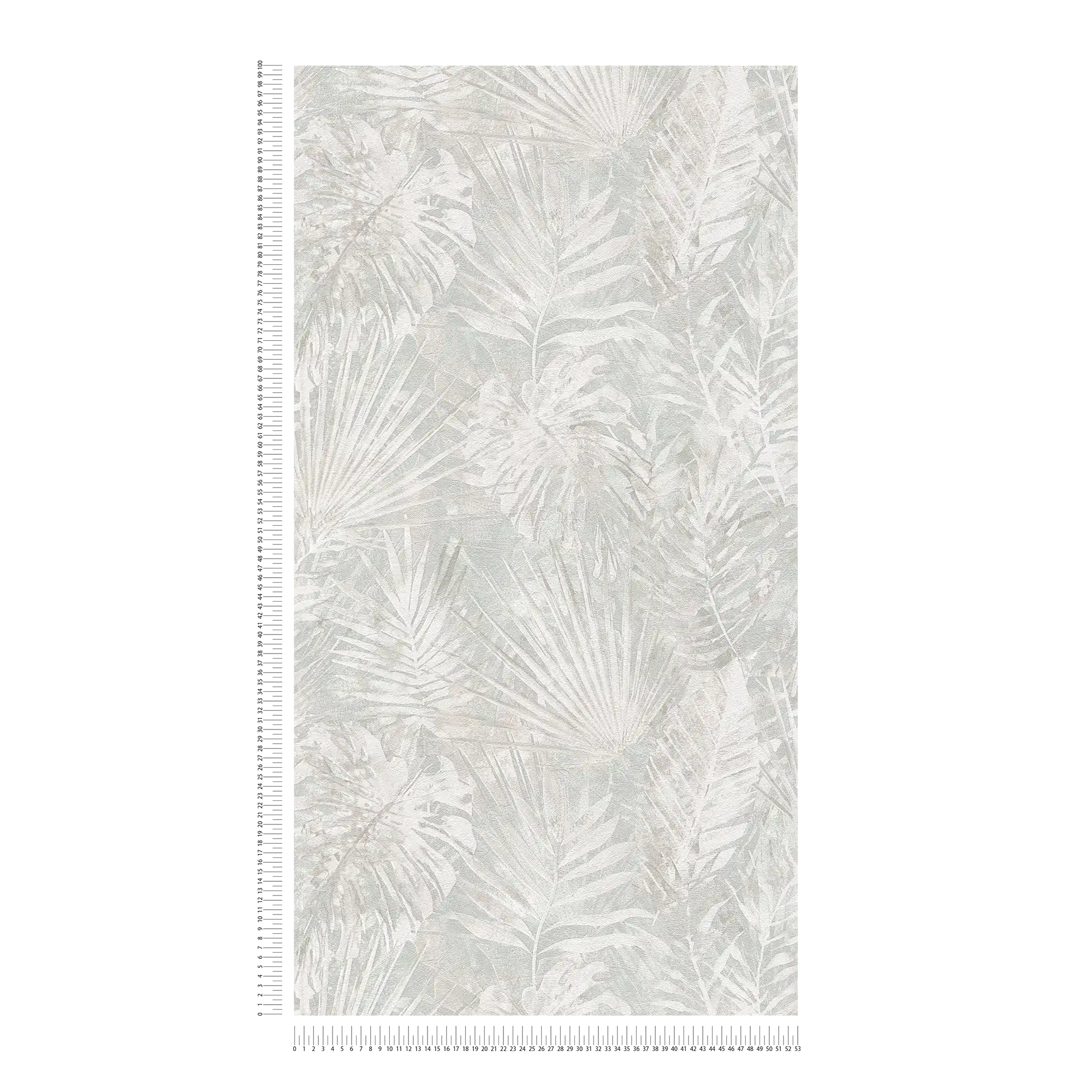             Papier peint intissé avec motif de feuilles sans PVC - gris, beige, blanc
        