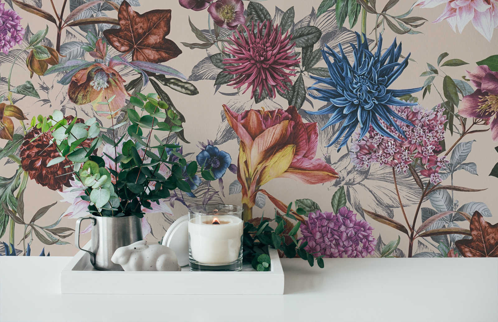             Papier peint Design floral avec des fleurs colorées - multicolore
        