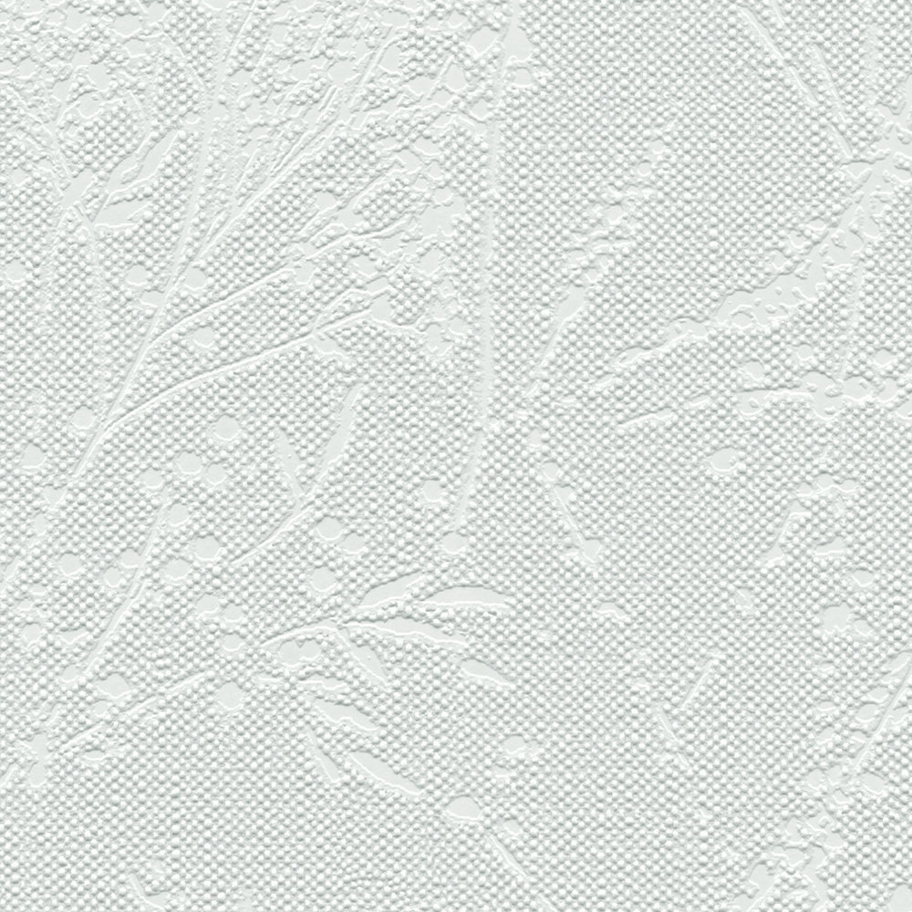             Non-woven wallpaper with vine motif and textile surface - green, light green, white
        