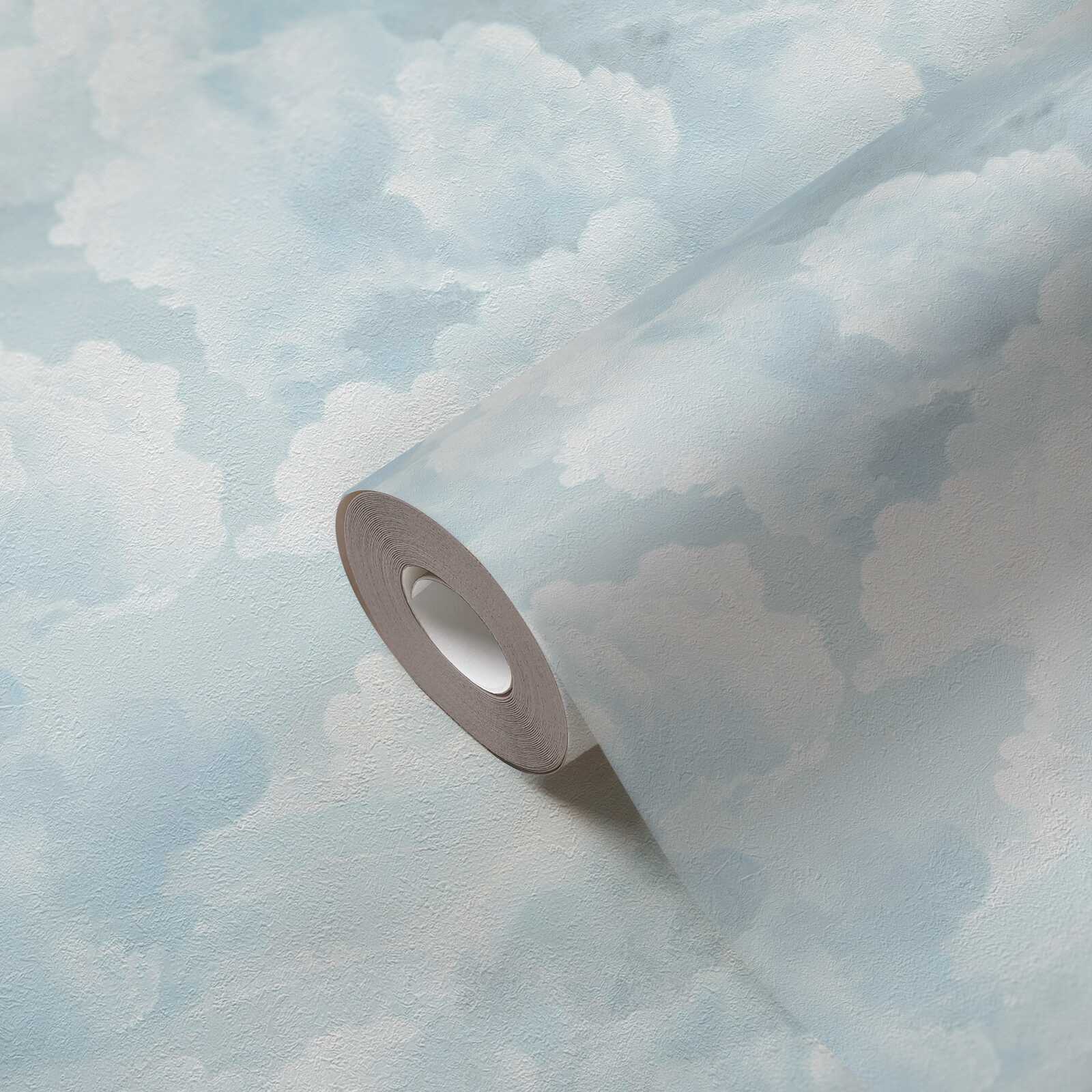             Papel pintado no tejido con motivo de nubes al óleo - blanco, azul
        