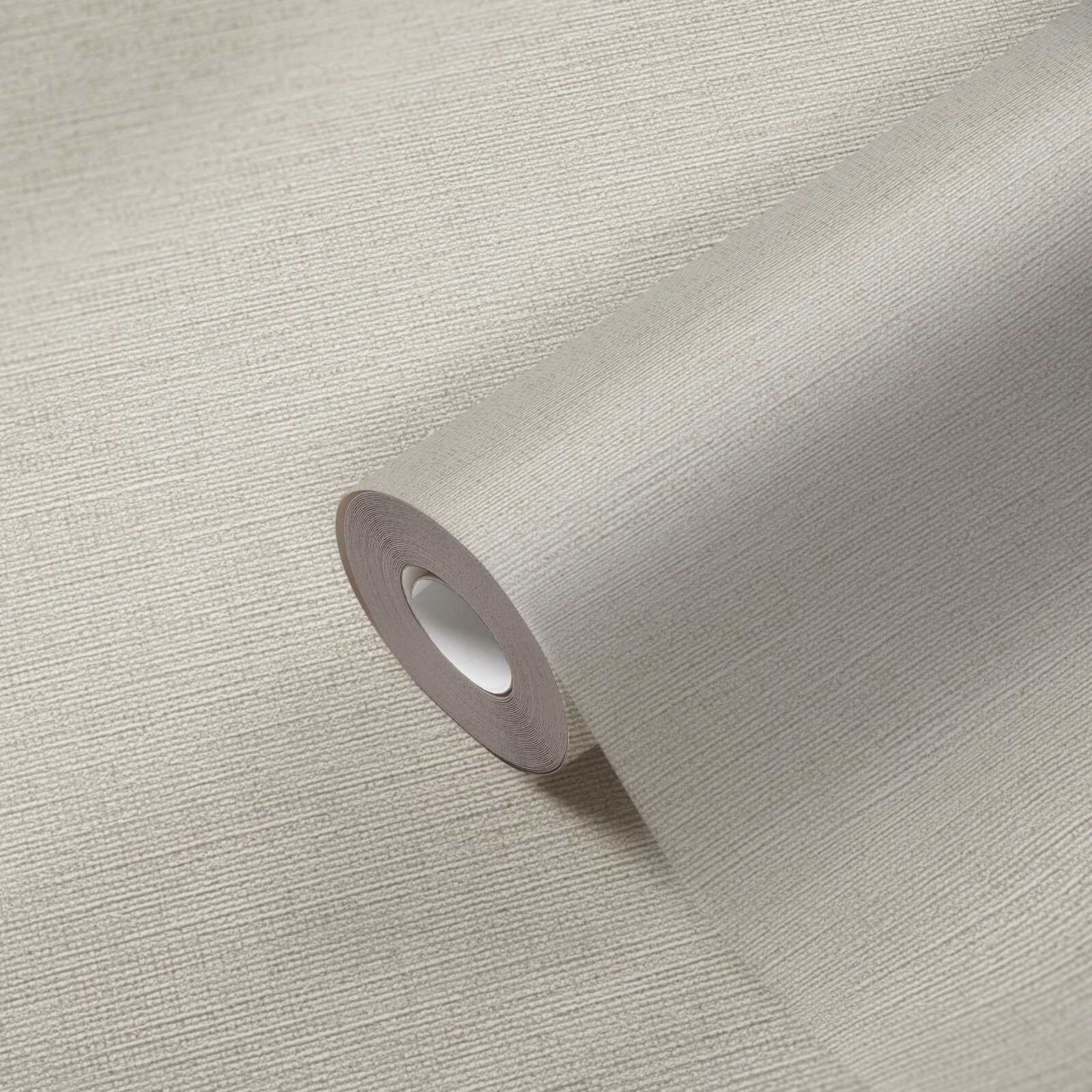             Papel pintado de aspecto de lino beige liso, ligero con estructura textil
        